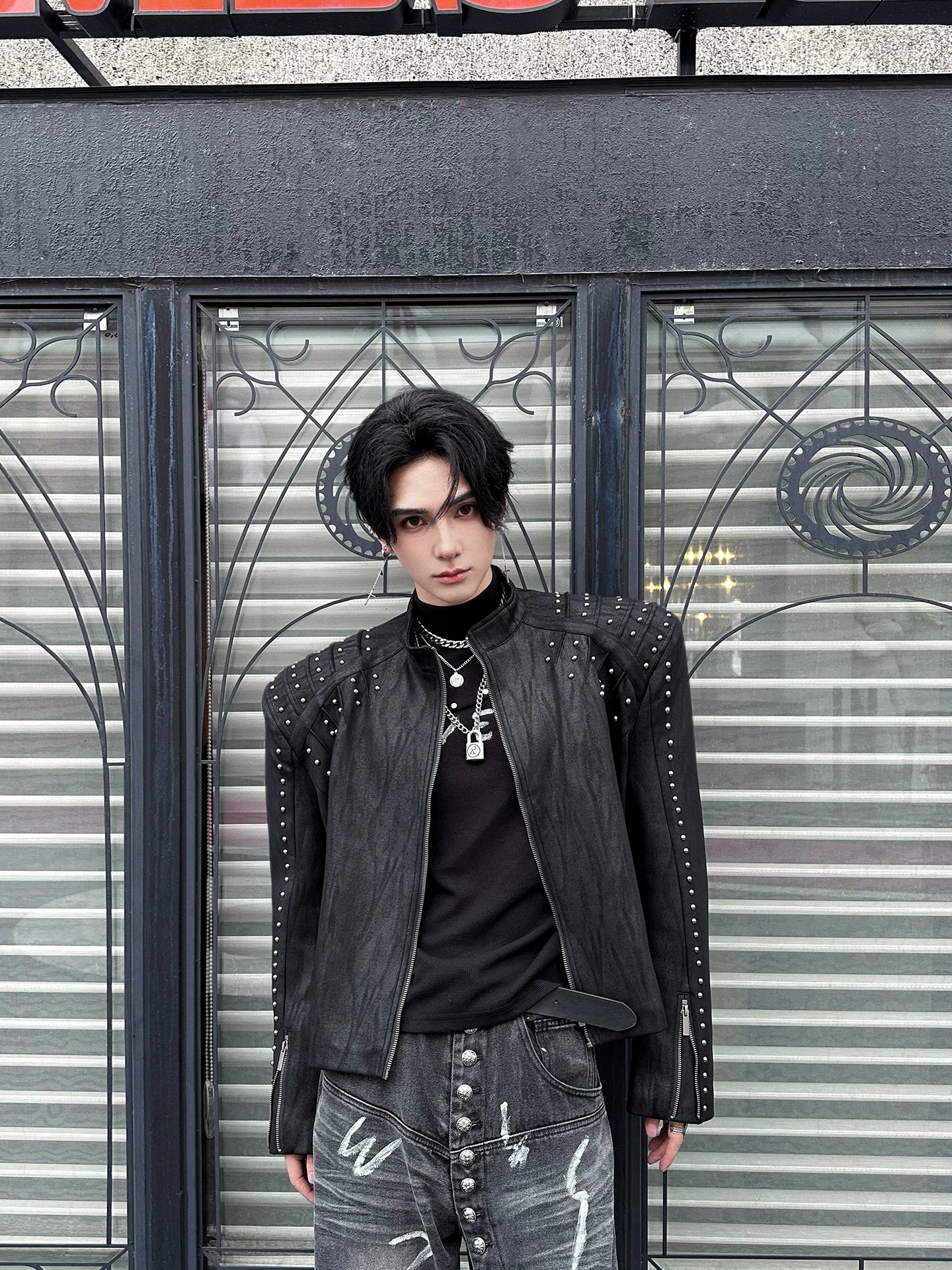 Shrapnel Studded Zip Jacket