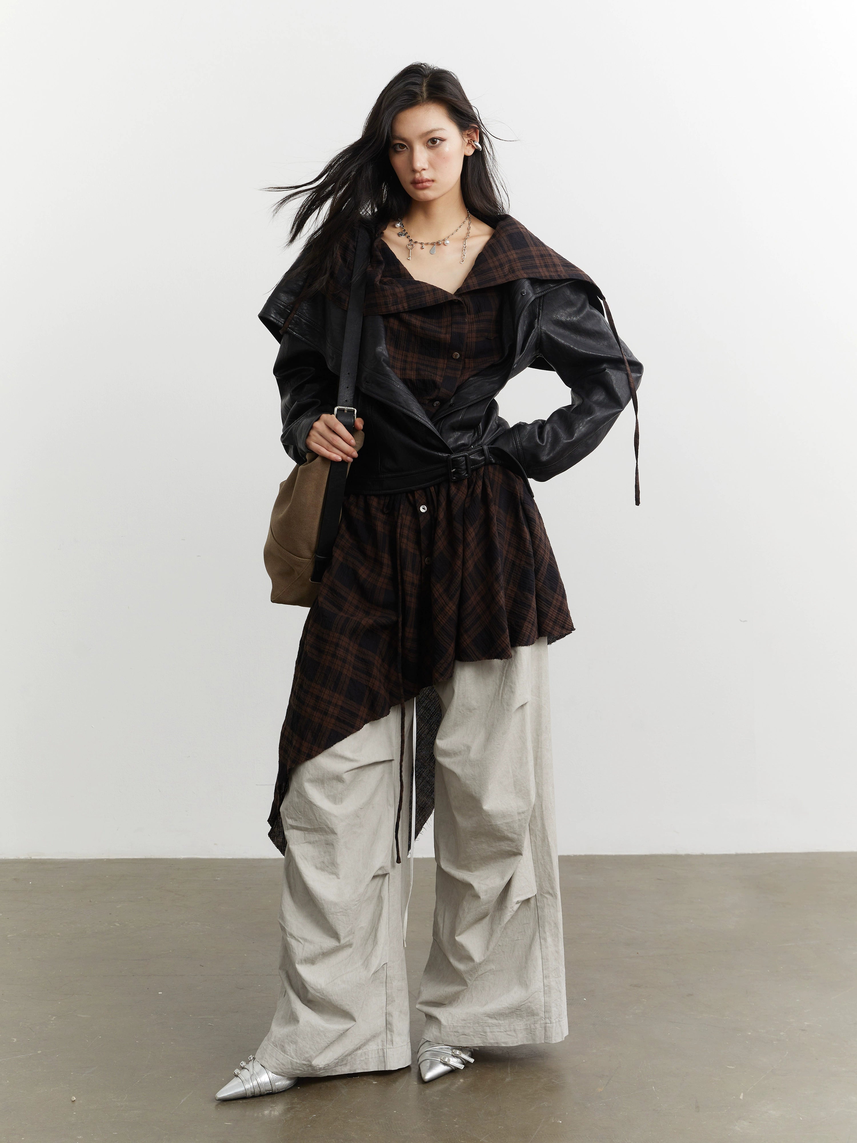 Plaid Rogue Convertible Leather Jacket and Skirt Setup