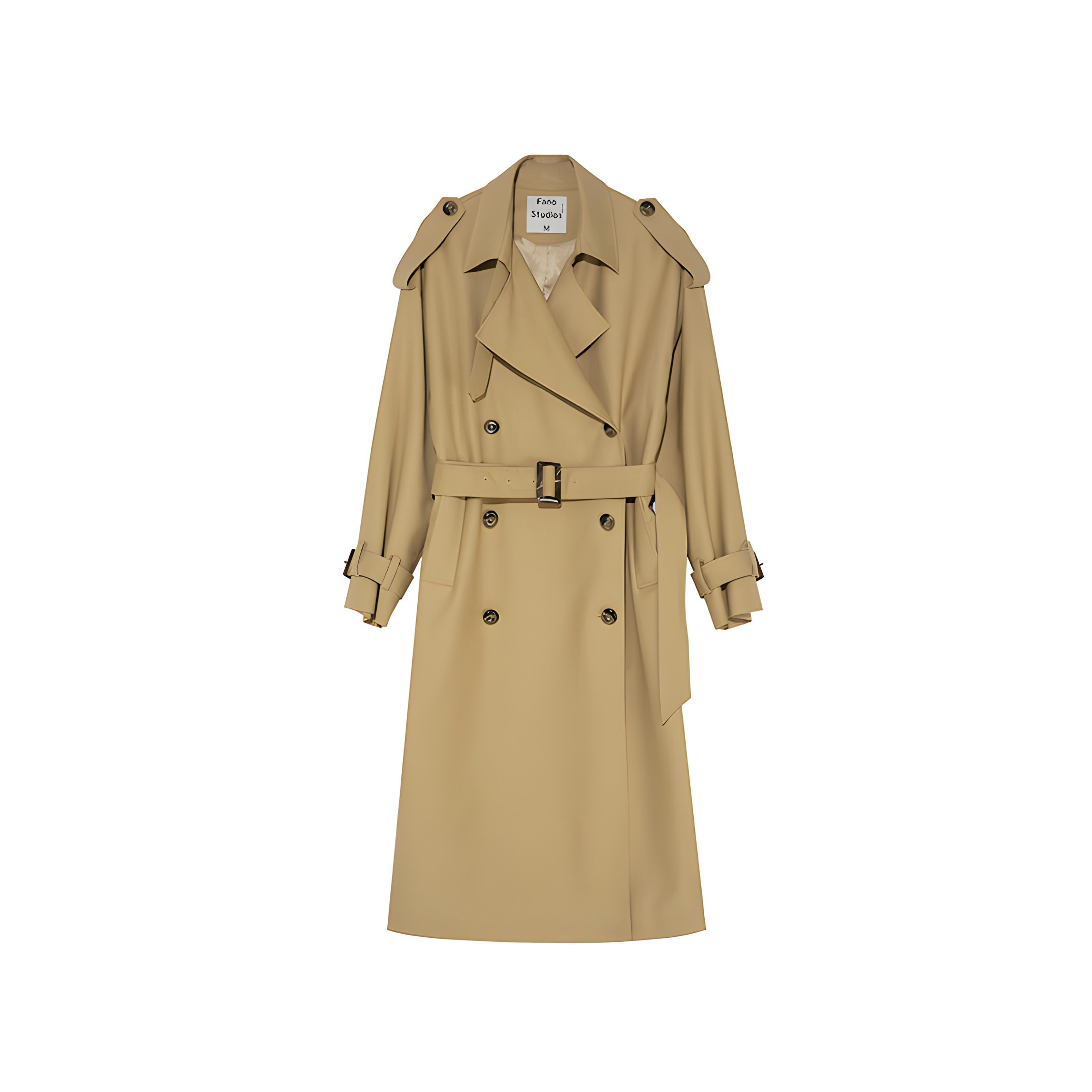 Khaki Double-Breasted Trench Coat - chiclara