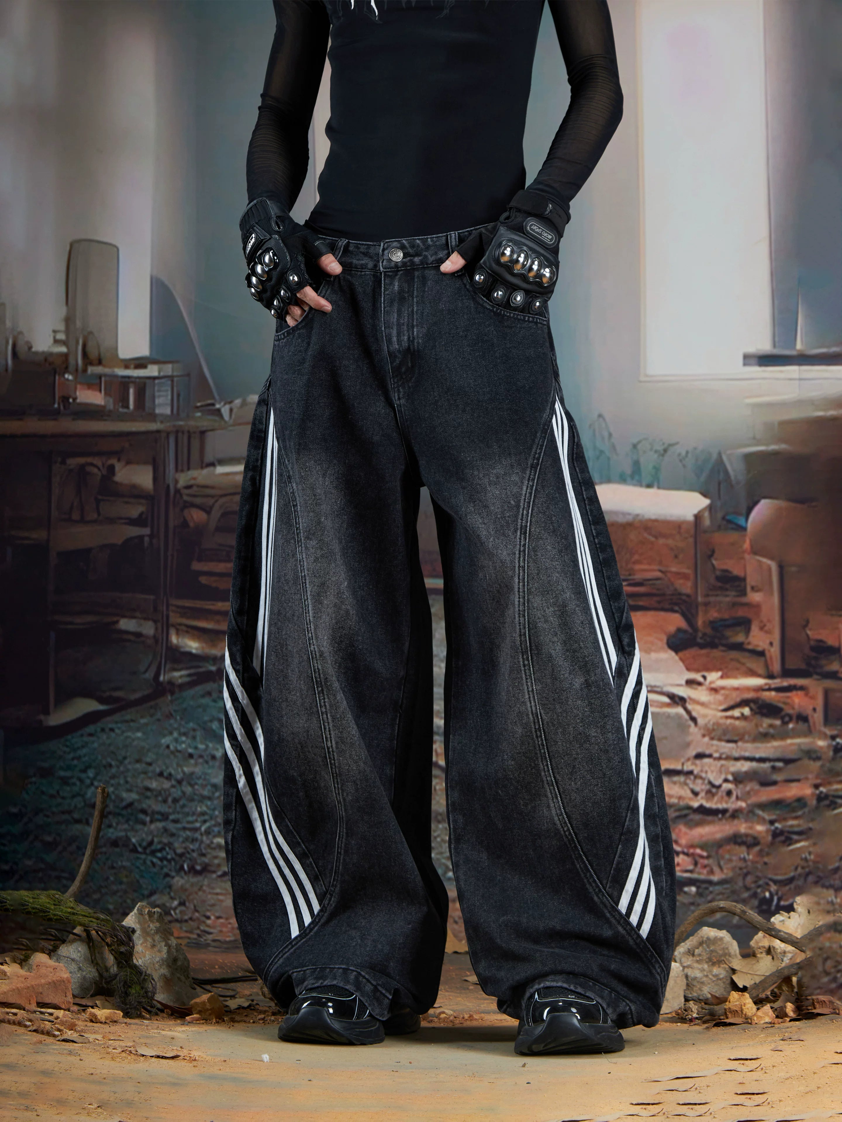 Arcwave Triple-Stripe Balloon Jeans