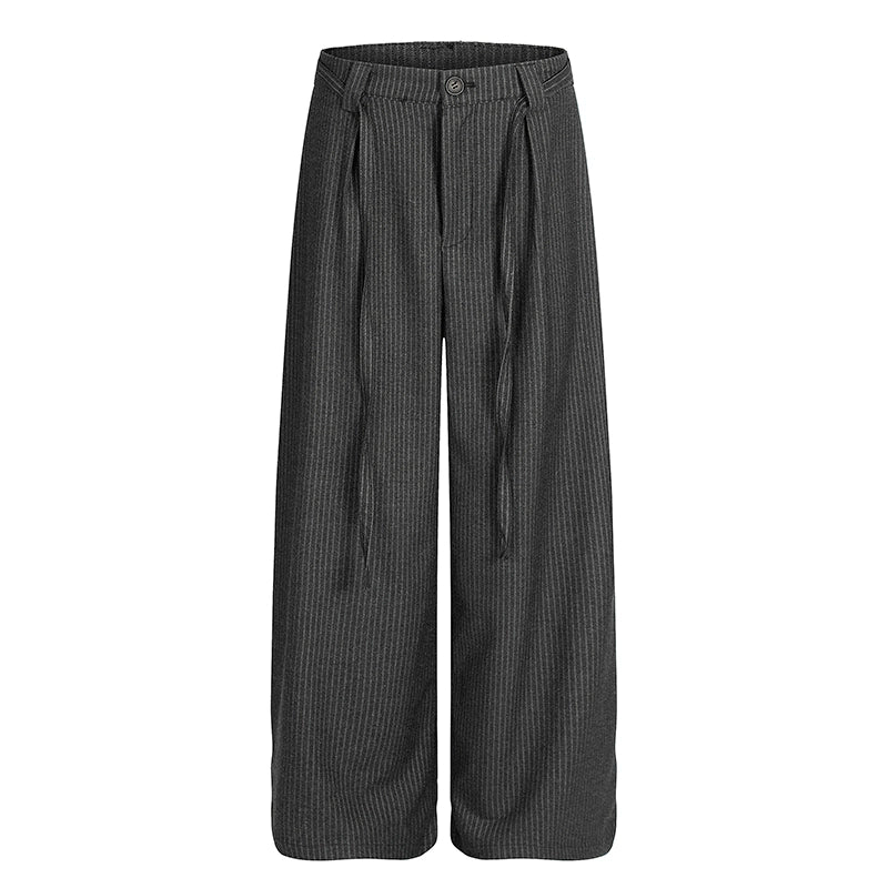 Midnight Pinstripe Wide-Leg Trousers
