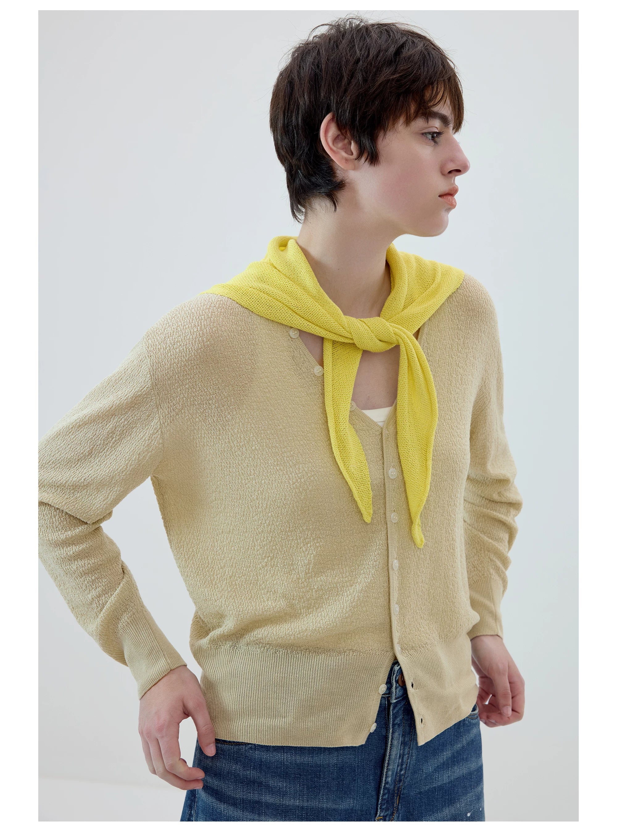 Airloop V-Neck Knit Cardigan