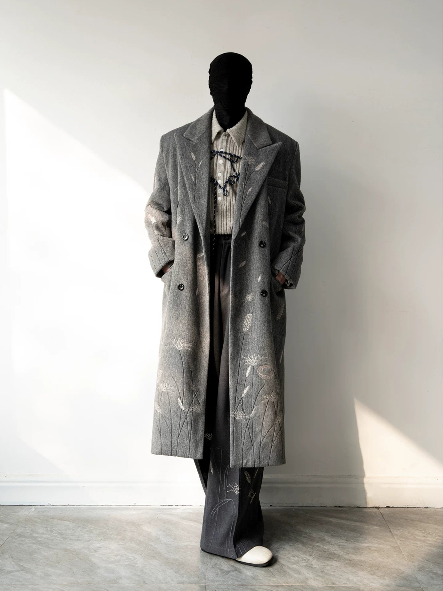 Ash Meadow Embroidered Wool Overcoat