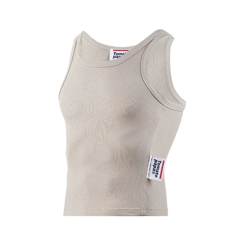 Camiseta de tanque acanalado de ajuste delgado