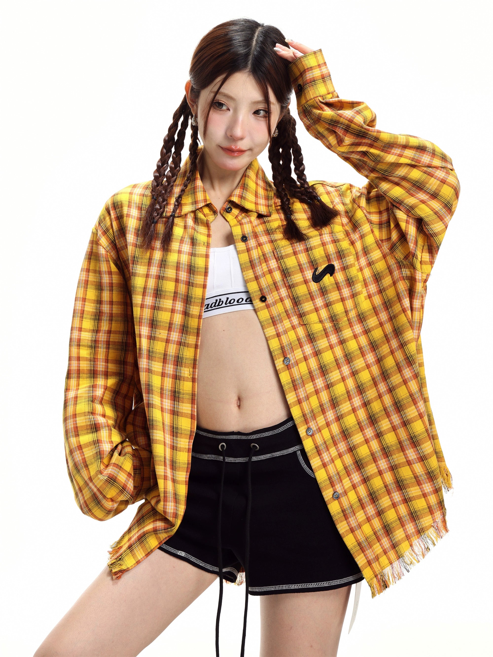 Retro Plaid Langarm-Hemd