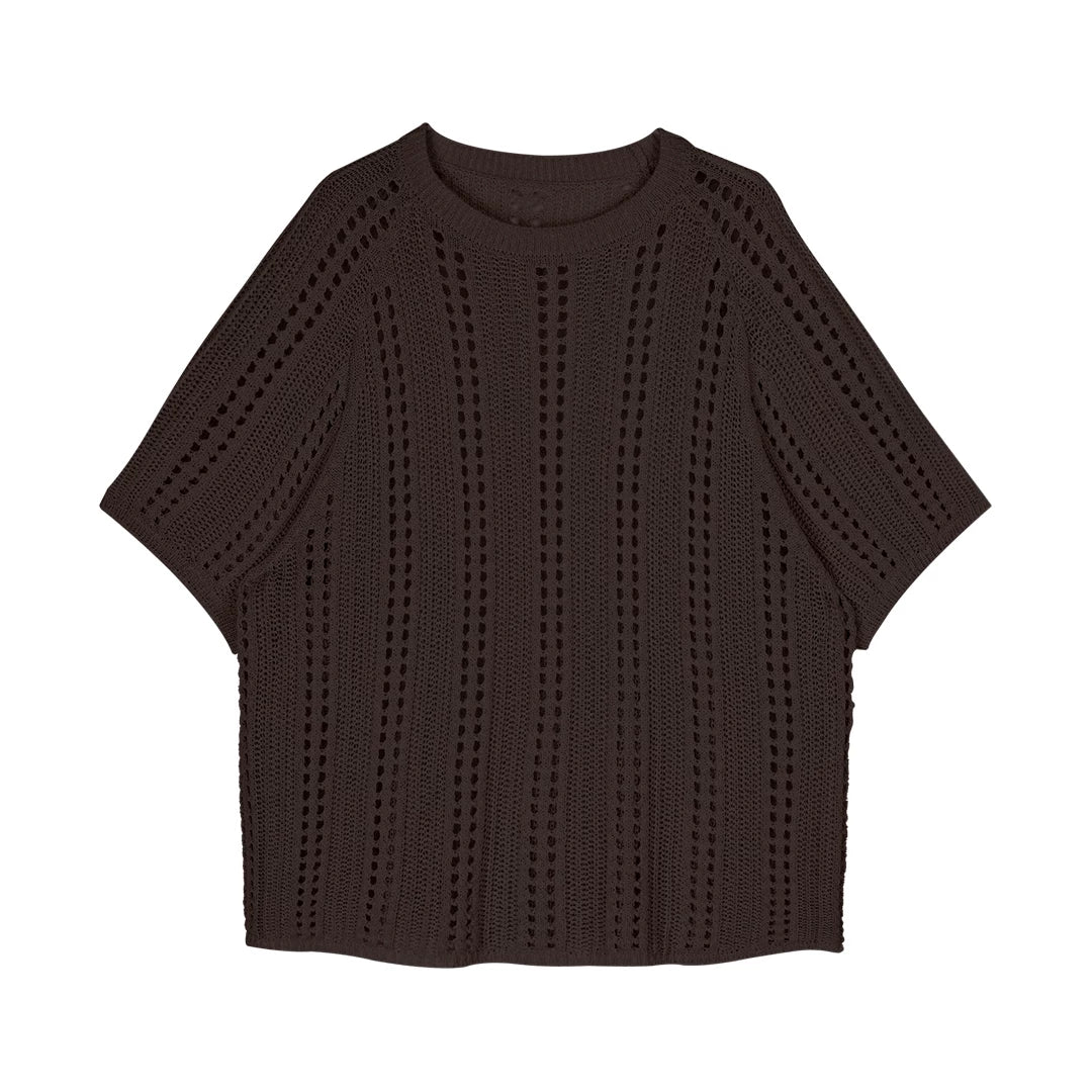 Open-Knit Short-Sleeve T-Shirt