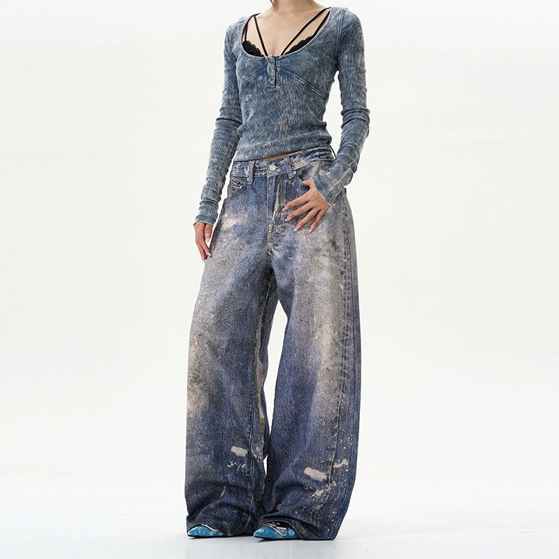 Indigo Splash Grunge Jeans