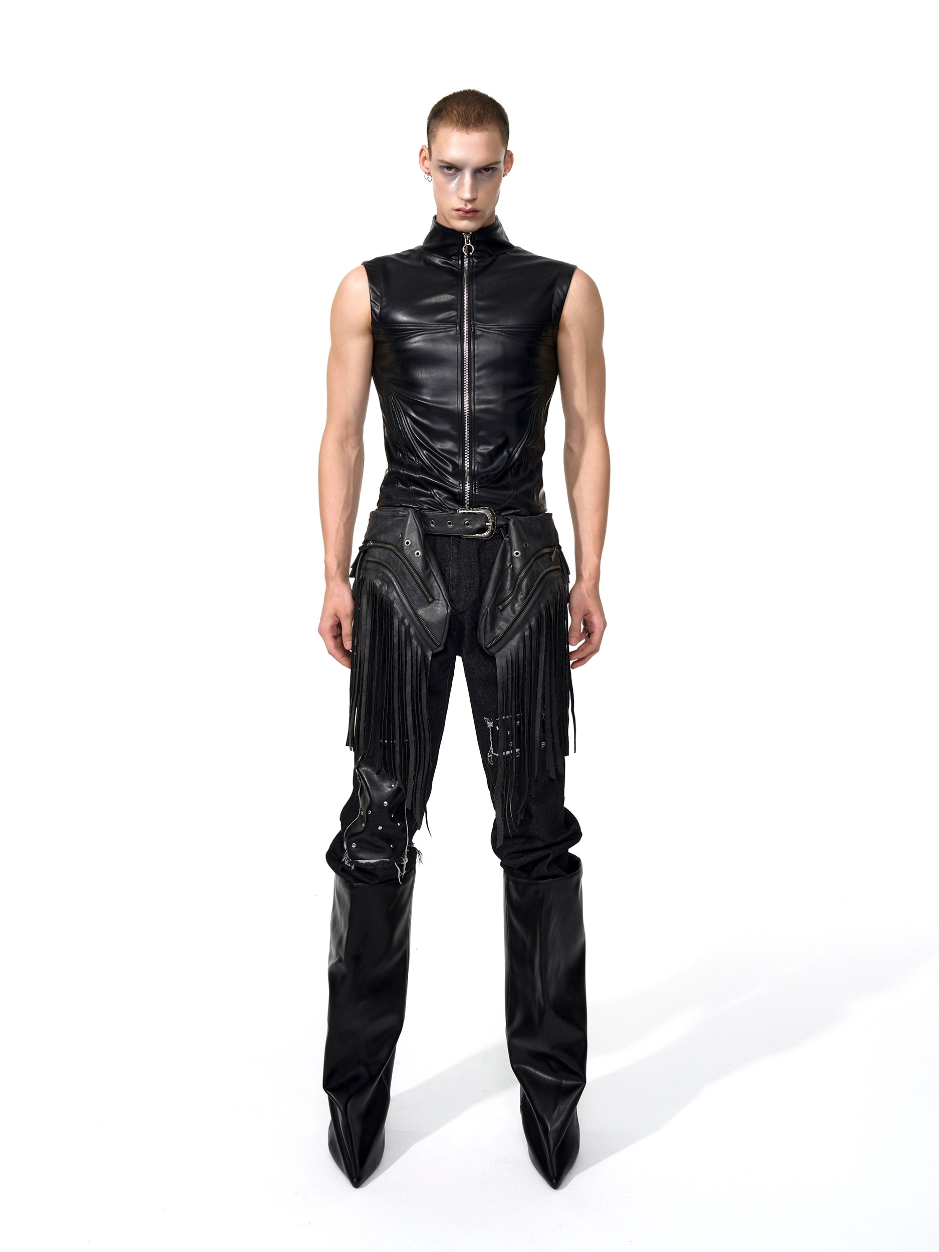 Sleeveless Black Sheer Panel Top