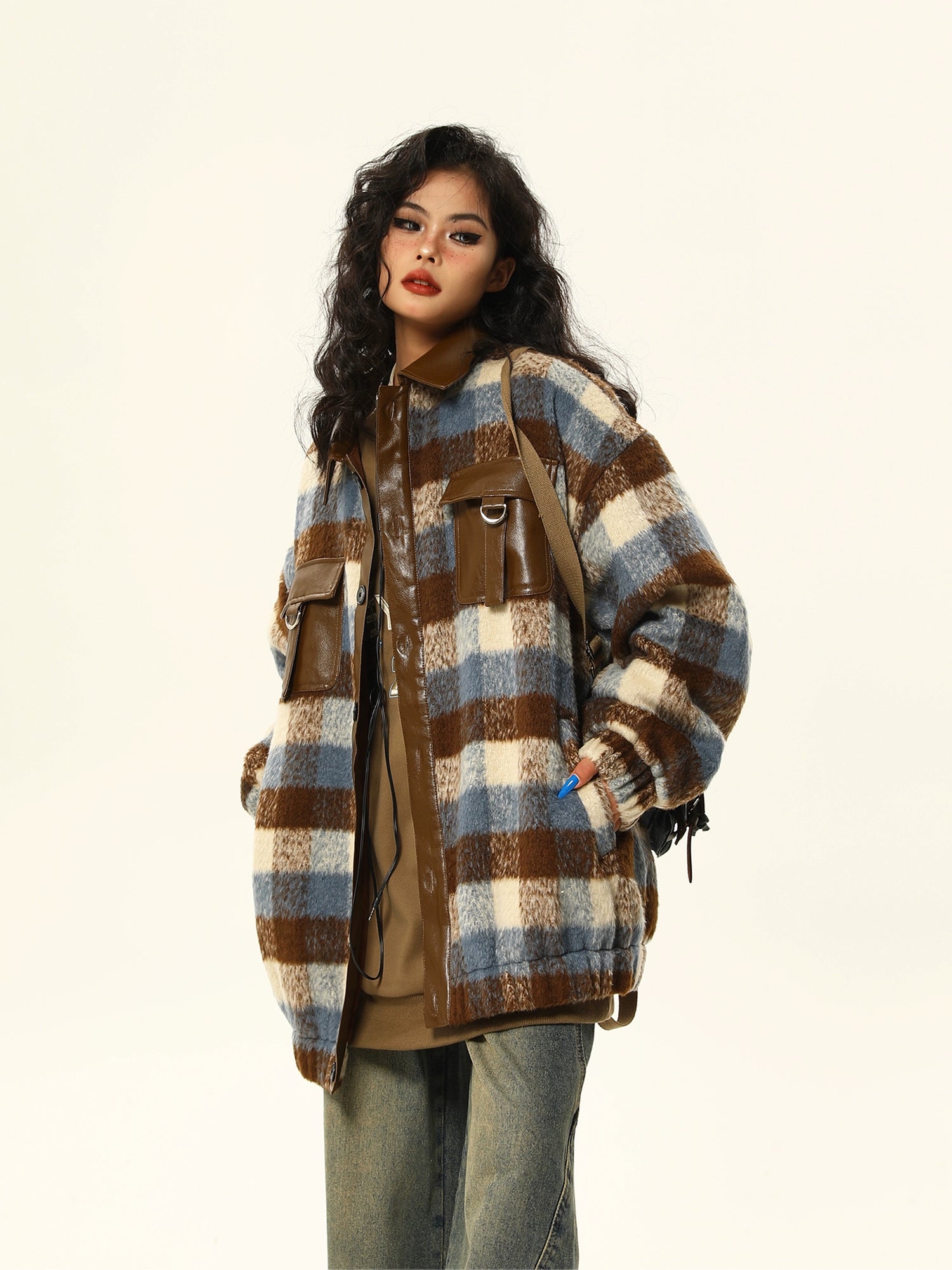 Monochrome Plaid Oversized Shacket