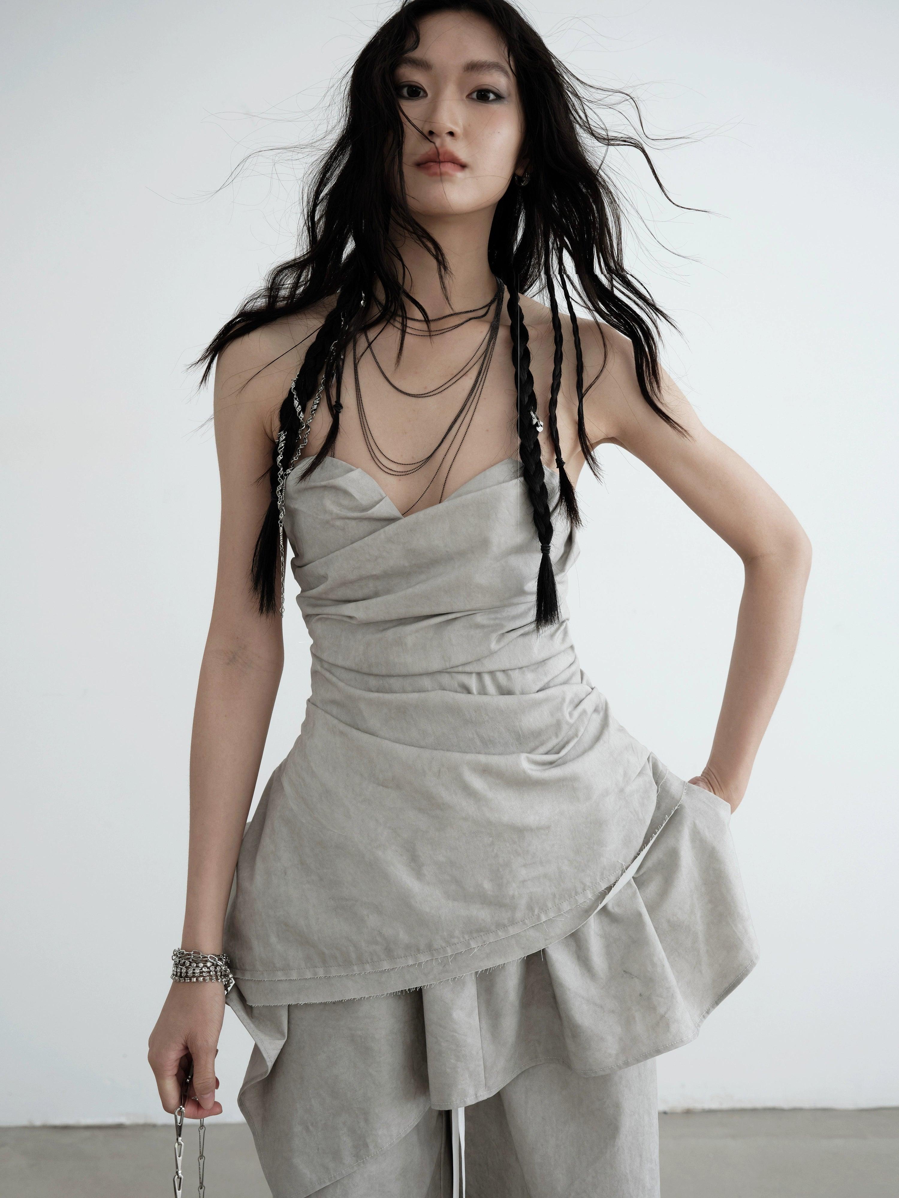 JNYLON Strapless Draped Mini Dress