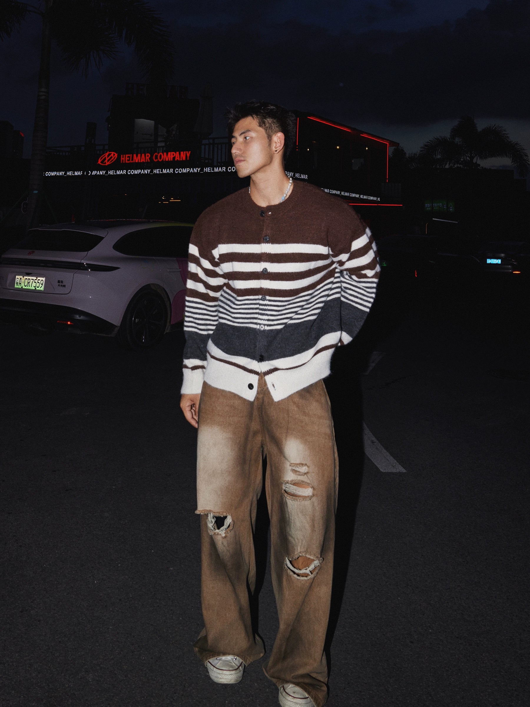 Mocha Horizon Striped Cardigan