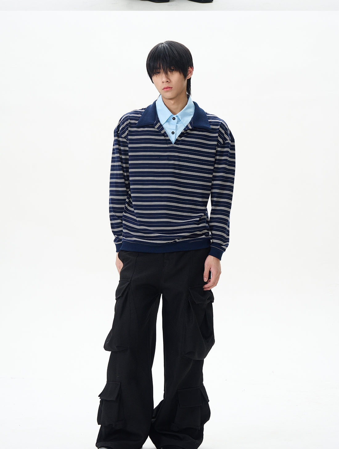 Black Wide Rave Cargo Pants