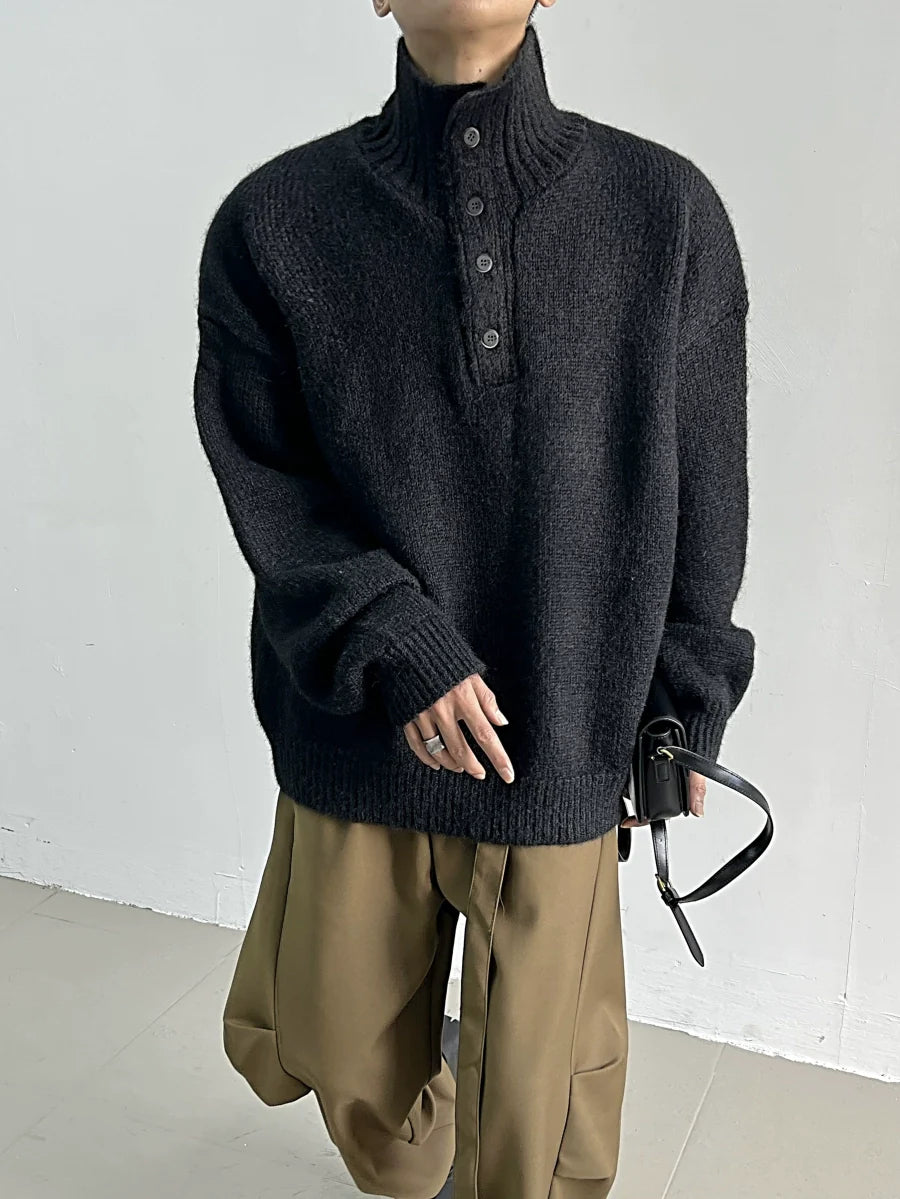 Shadowknit Button Highneck Sweater