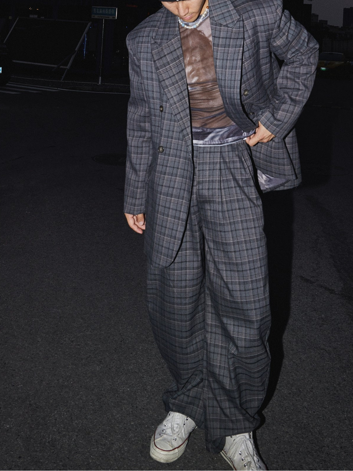 Urban Checkered Oversized Suit and Pants Setup