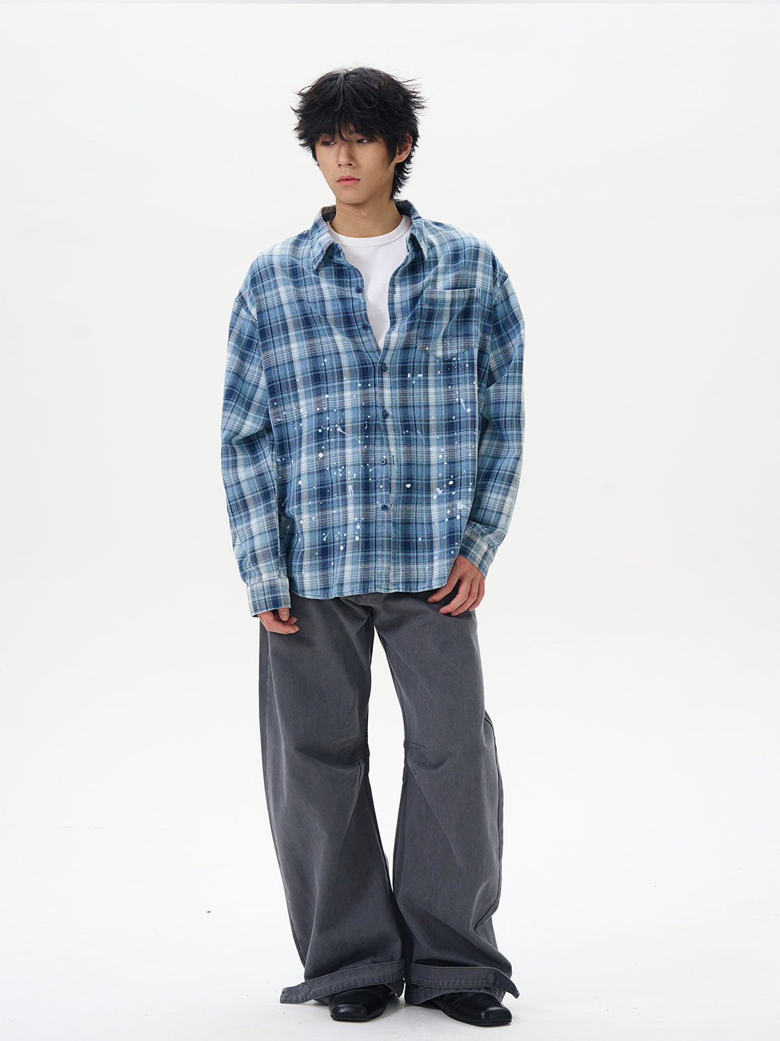 Khaki High-Waist Wide-Leg Canvas Pants