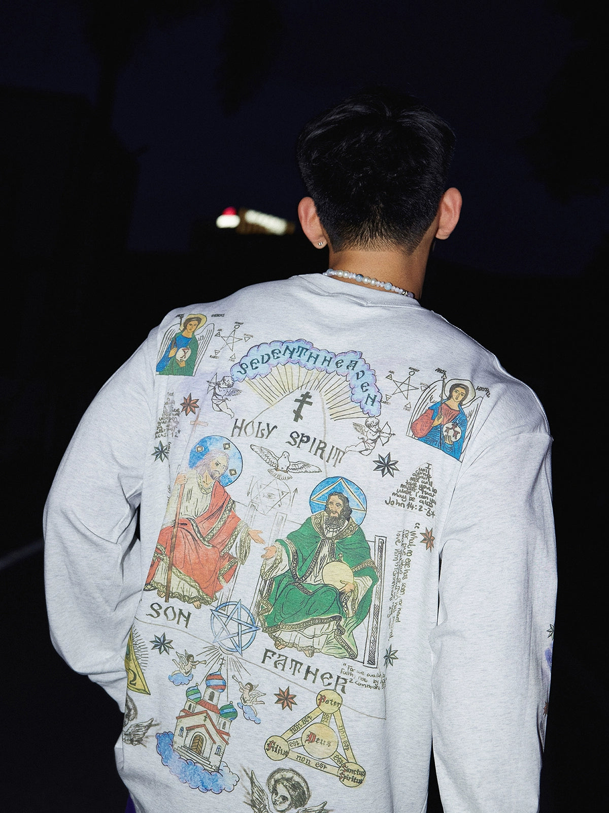 Religious Icon Print Oversized Sweatshirt