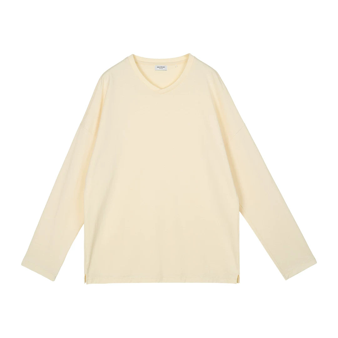 Relaxed V-Neck Long-Sleeve Tee