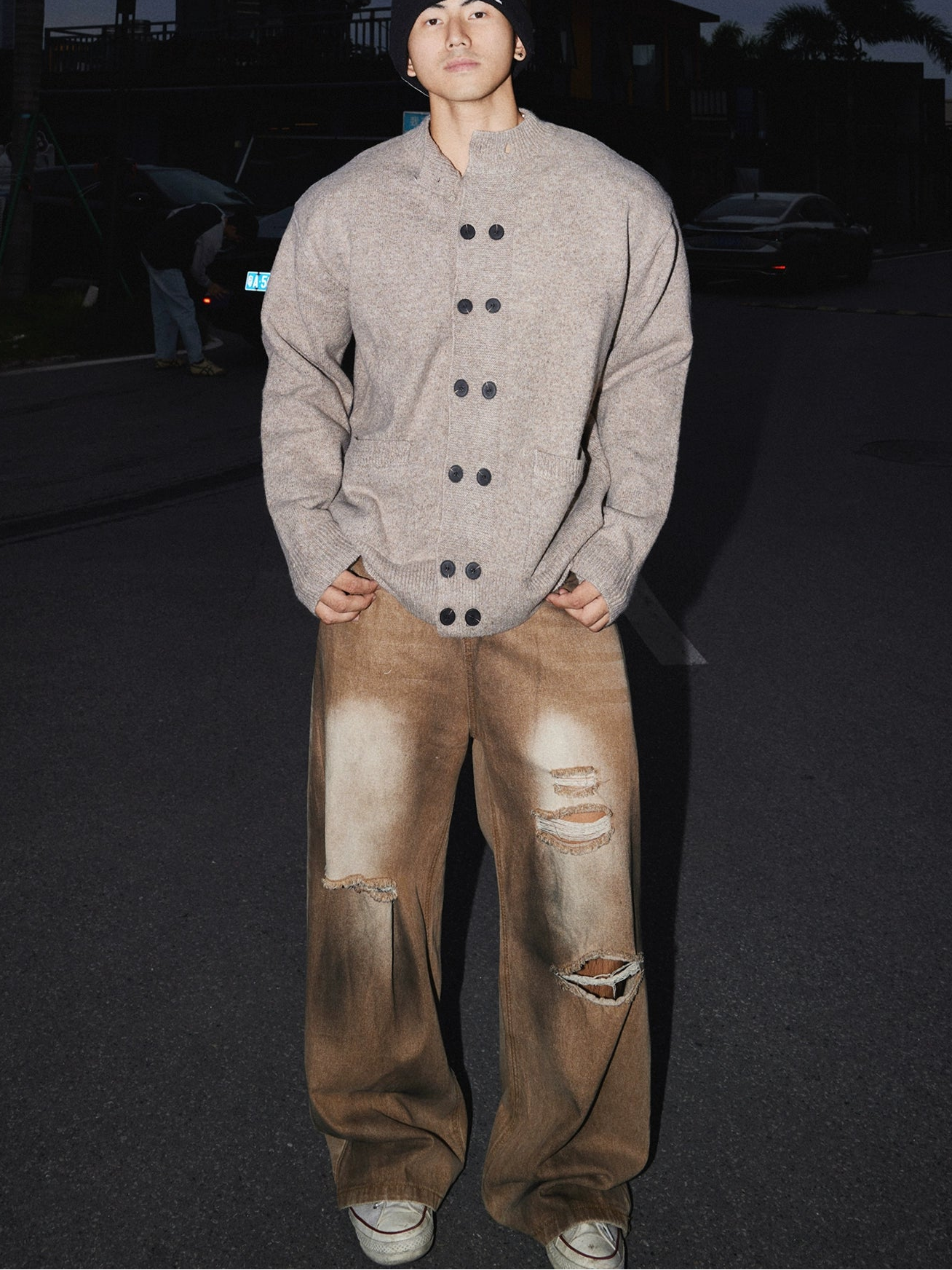 Cinderline Double-Breasted Knit Cardigan