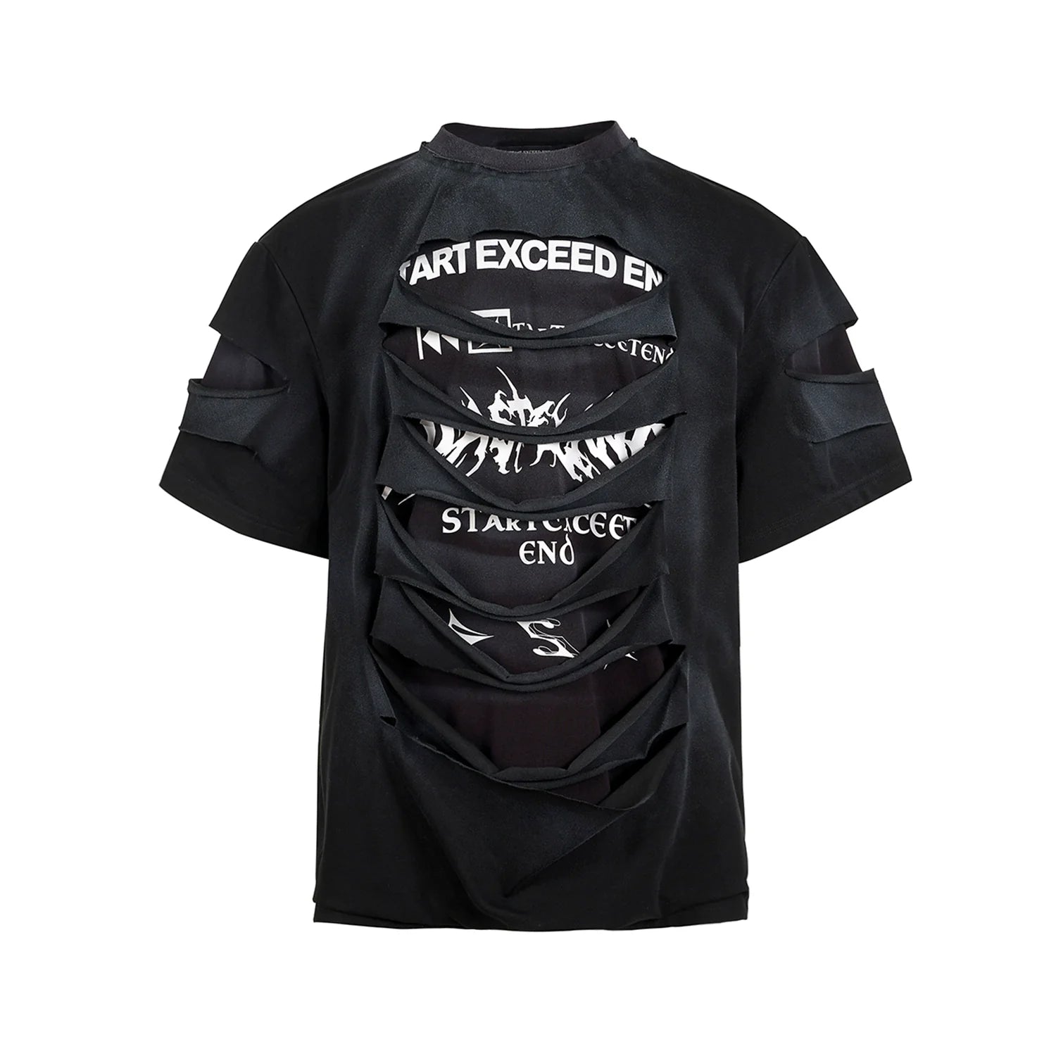 Slashed Text Layered Tee & Micro Flare Pants Setup