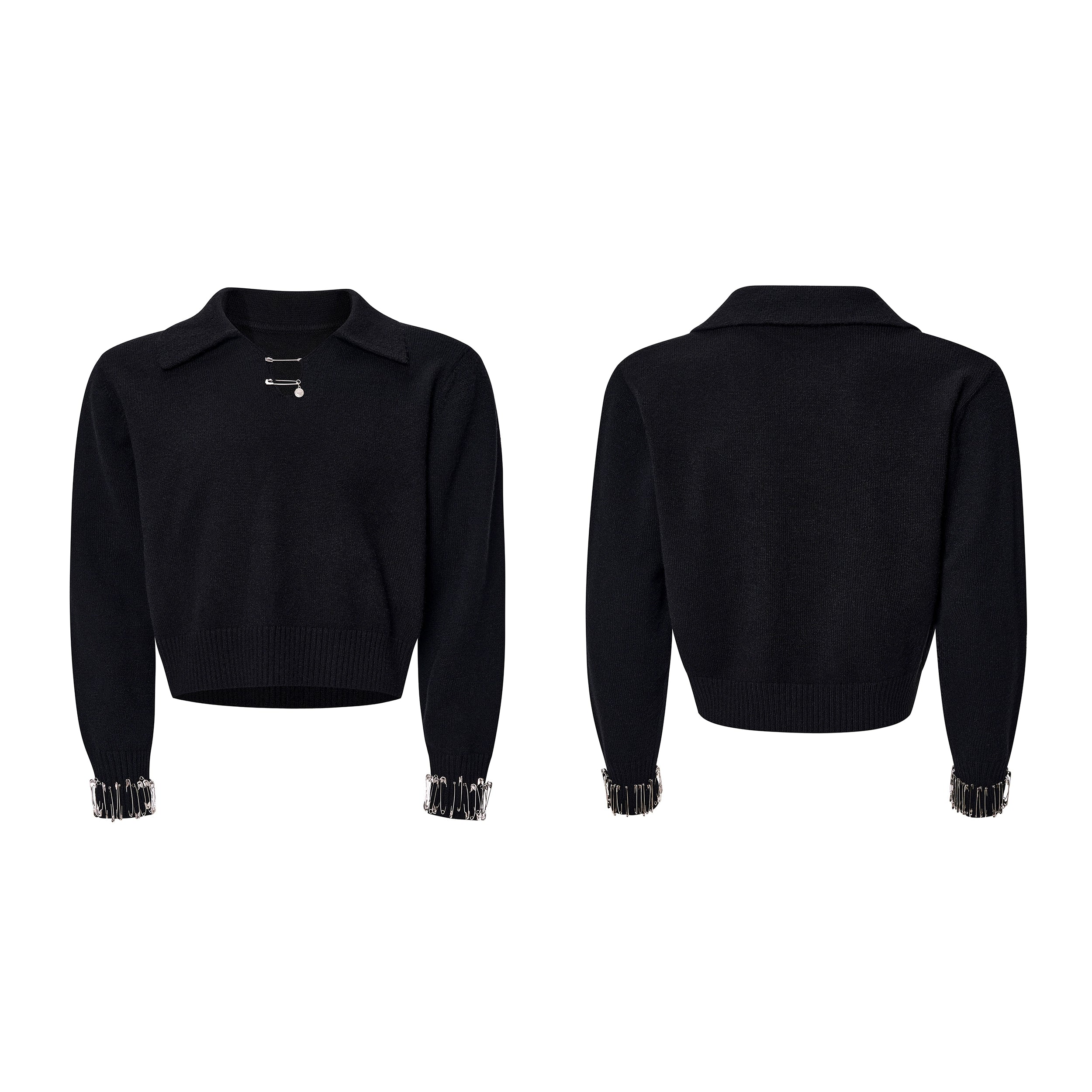 Black Safety Pin Knit Sweater