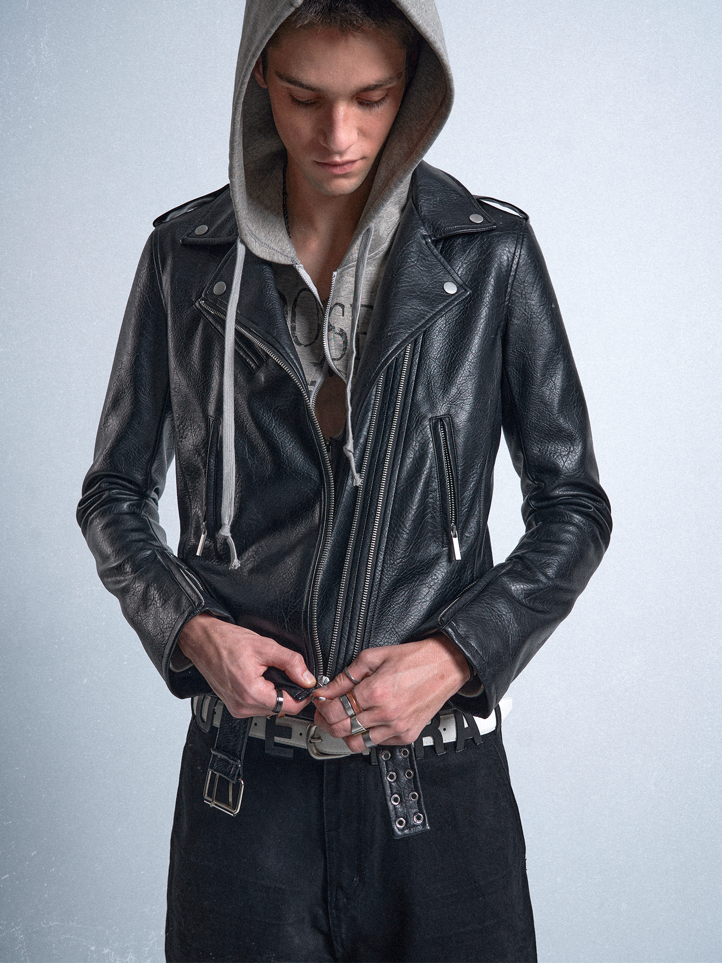 Multi‑Wear Black Moto Trench Coat