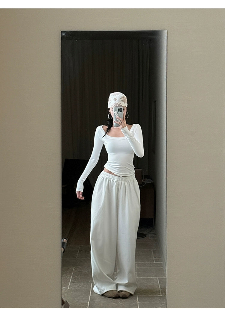 White Cotton Wide Leg Pants