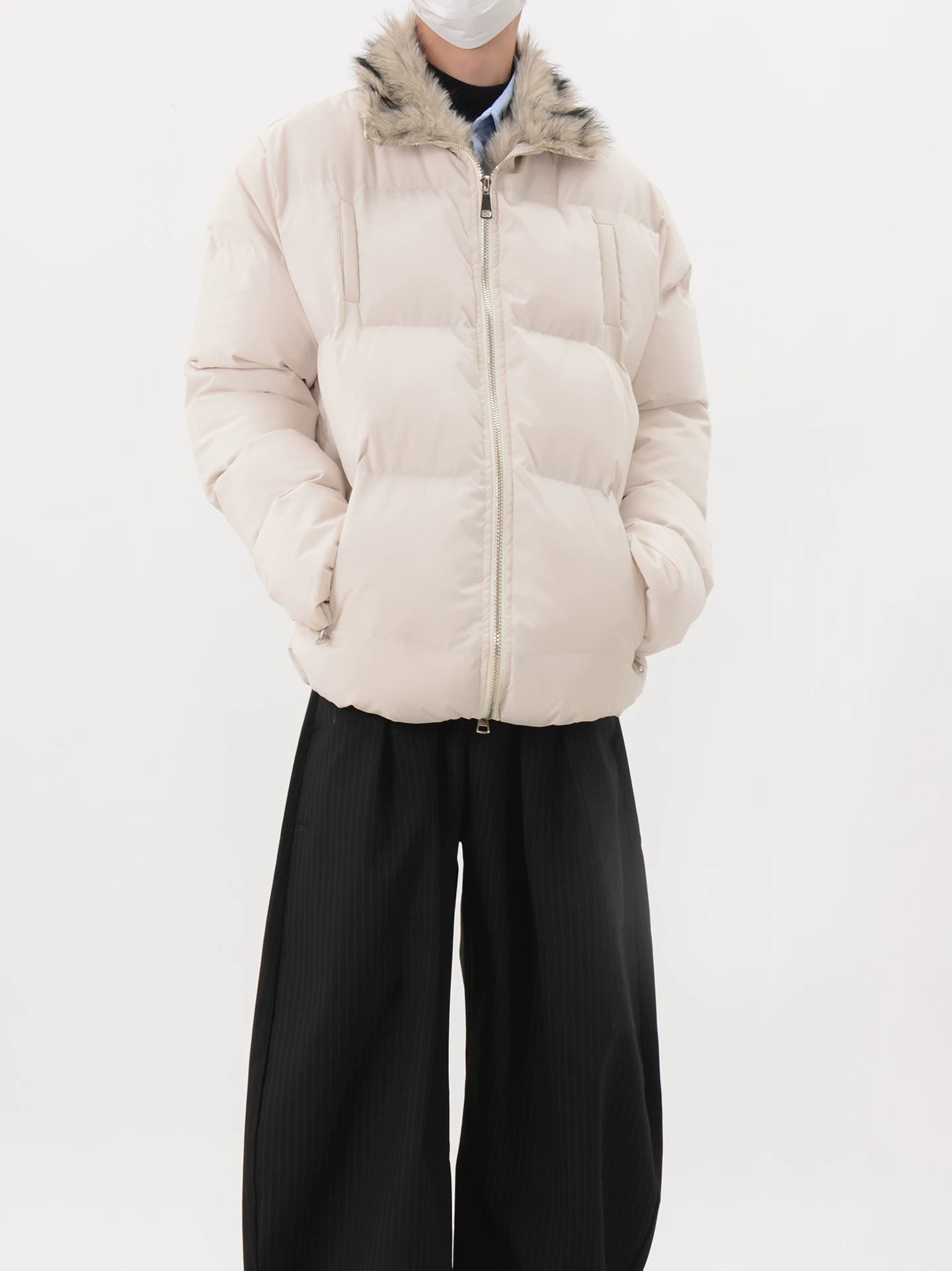 Zip-Up Loose Puffer Workwear Jacket