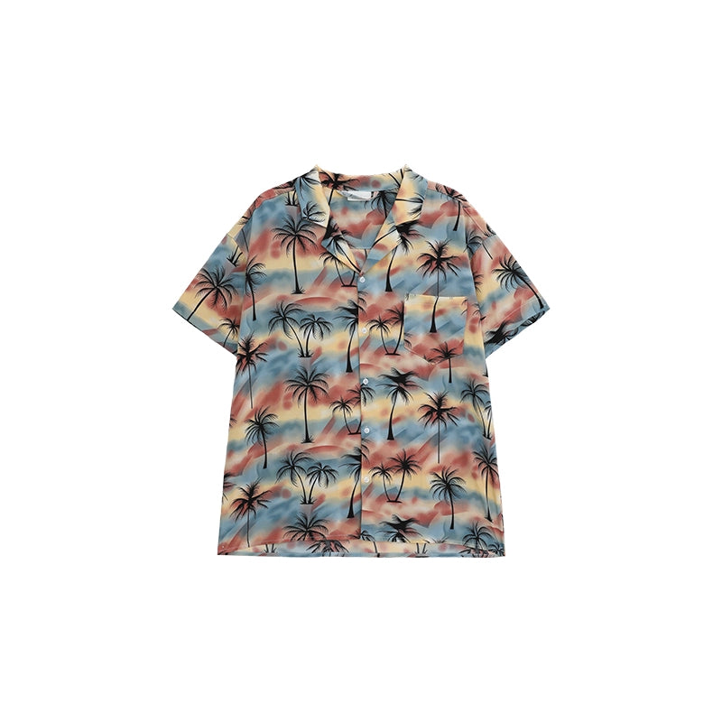 Tropical Sunset Palm Tree Print Shirt