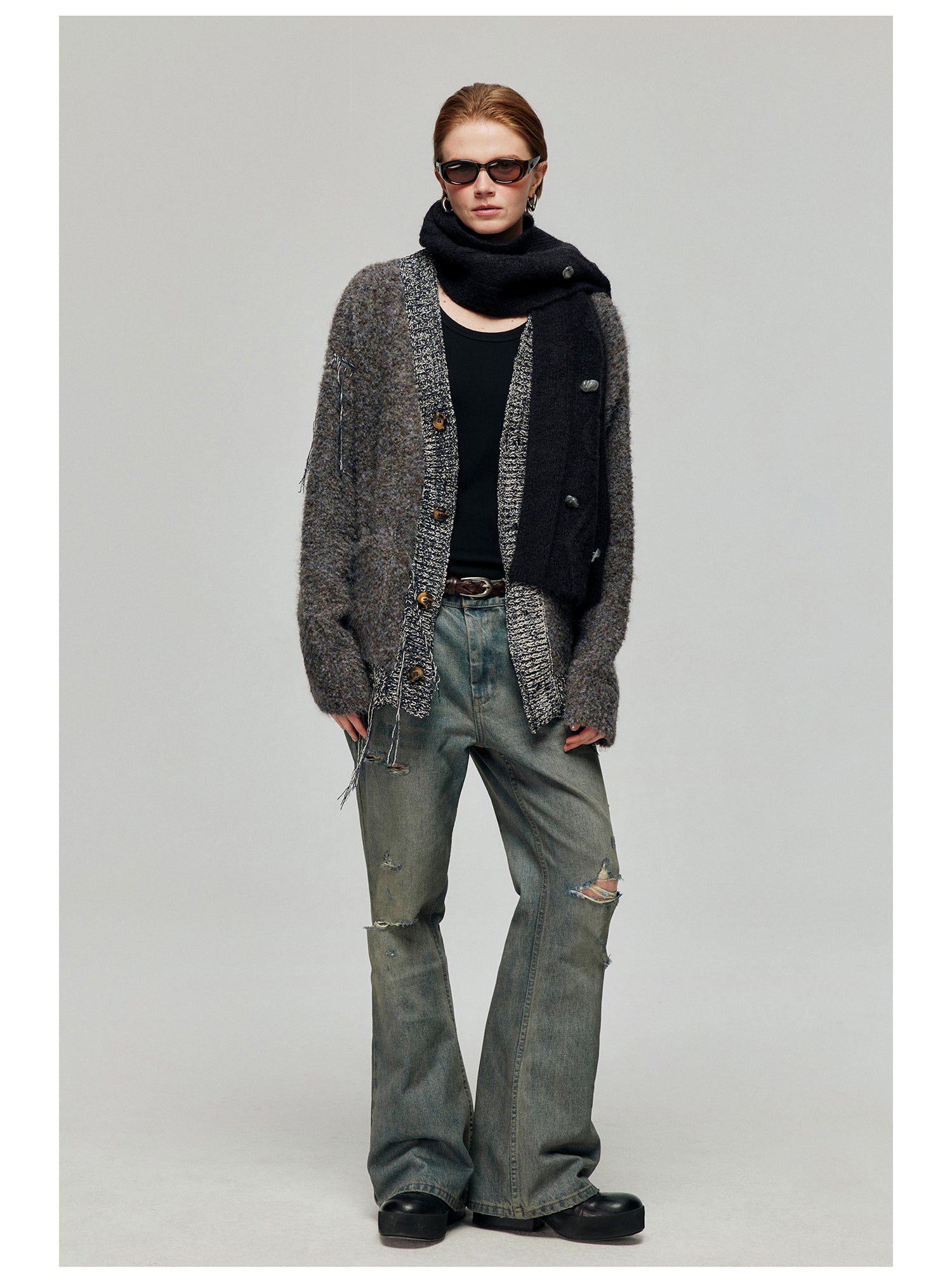 Distressed Wide Leg Flare Jeans