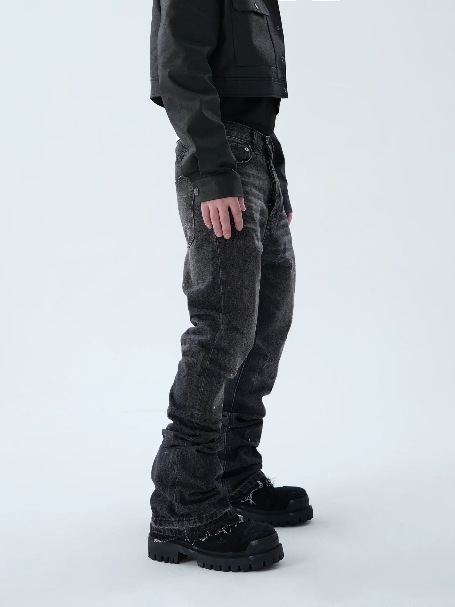 Washed Black Stacked Jeans