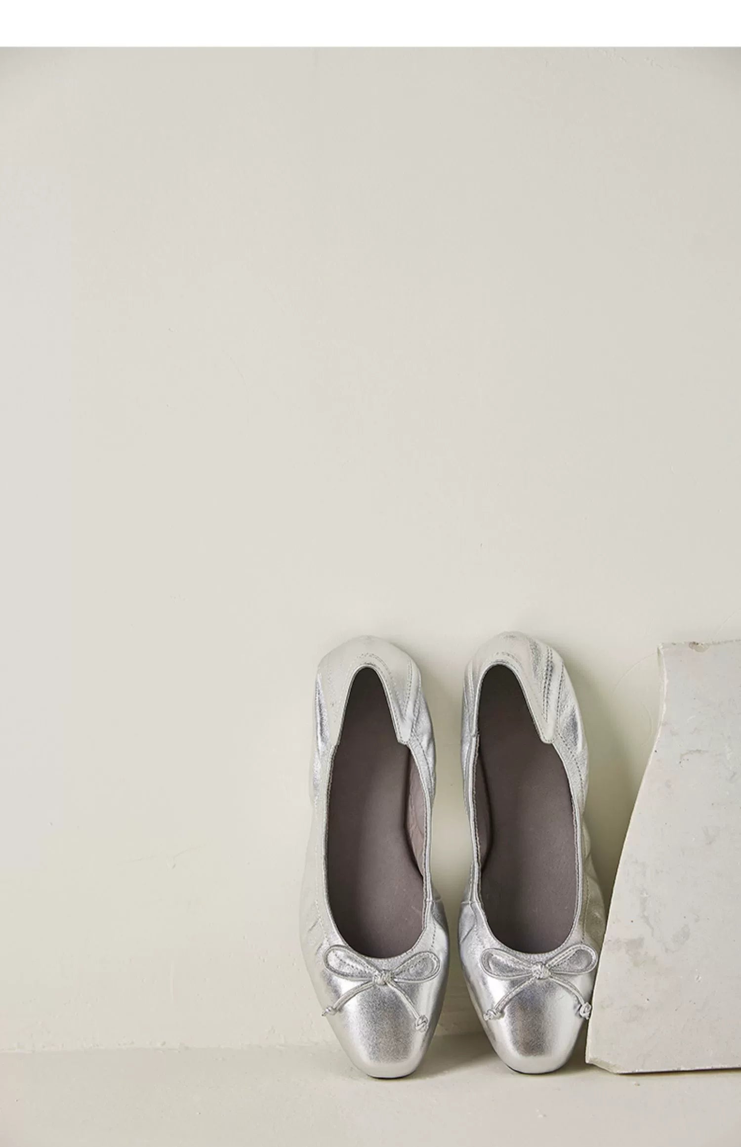 Silver Bow Ballet Flats