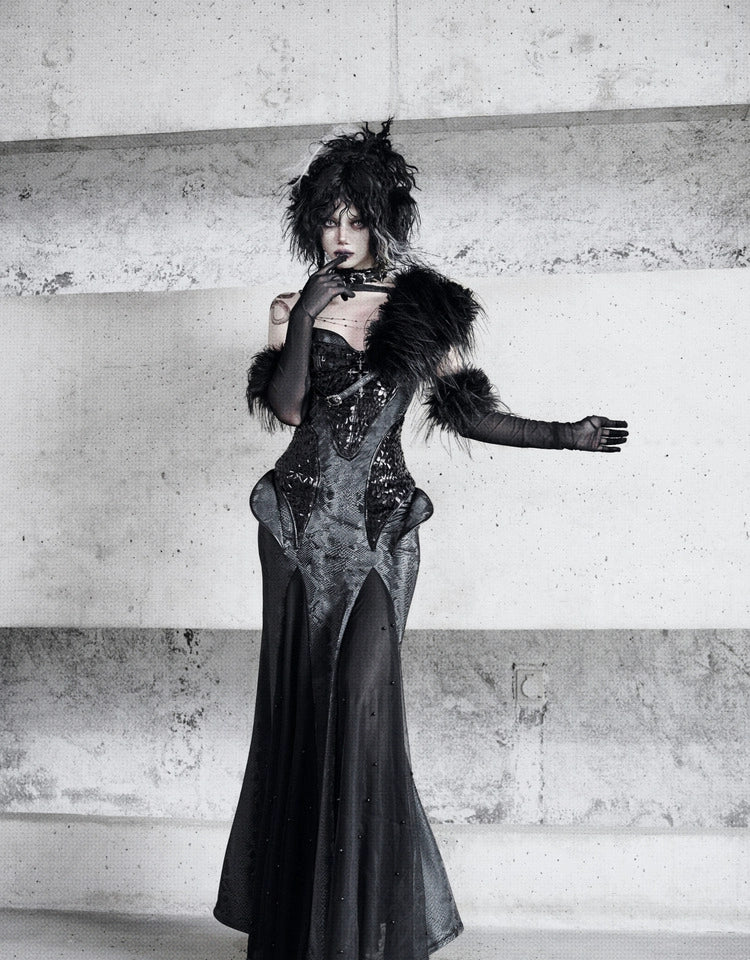 Black Corset Gothic Mermaid Dress