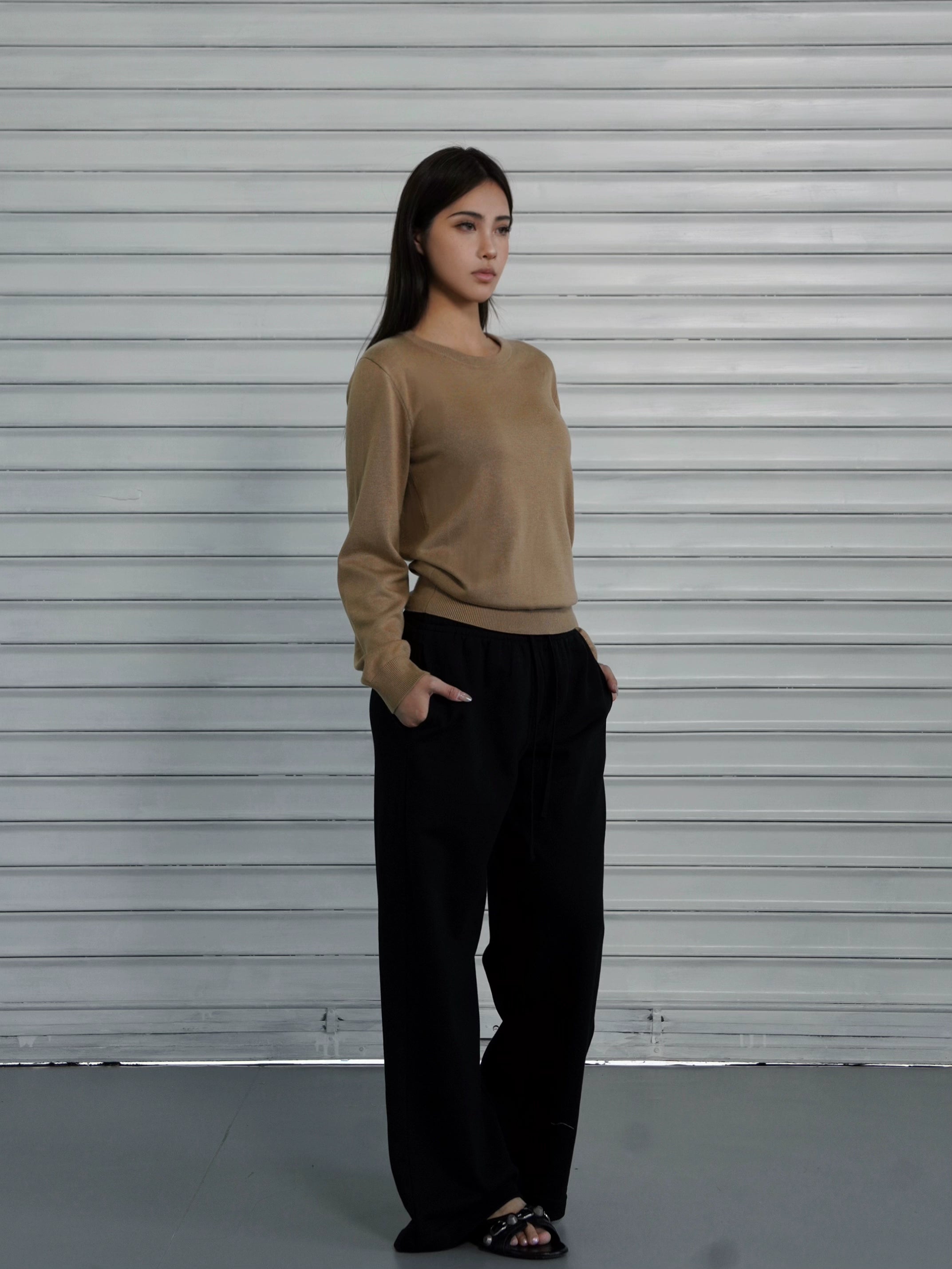 Pantalon sportif à pattes droites en ligne lâche