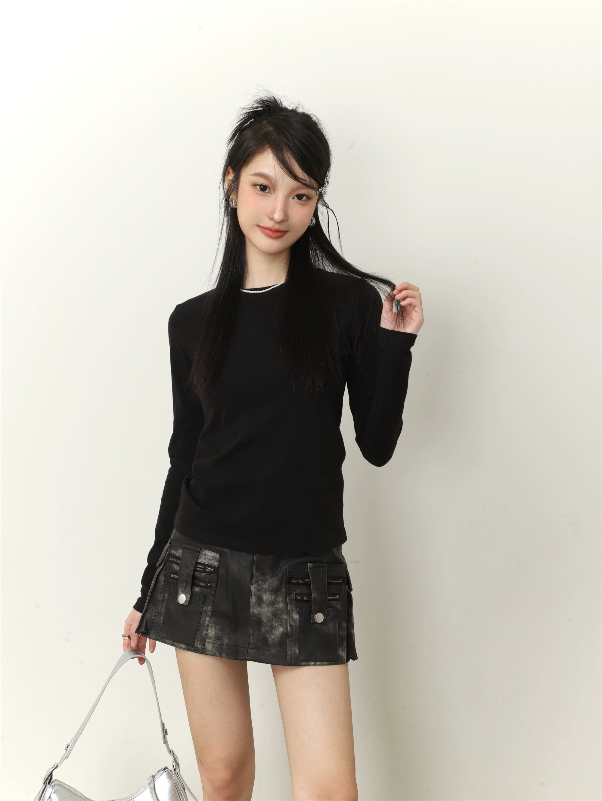 Rollkragenpullover Langarm-T-Shirt
