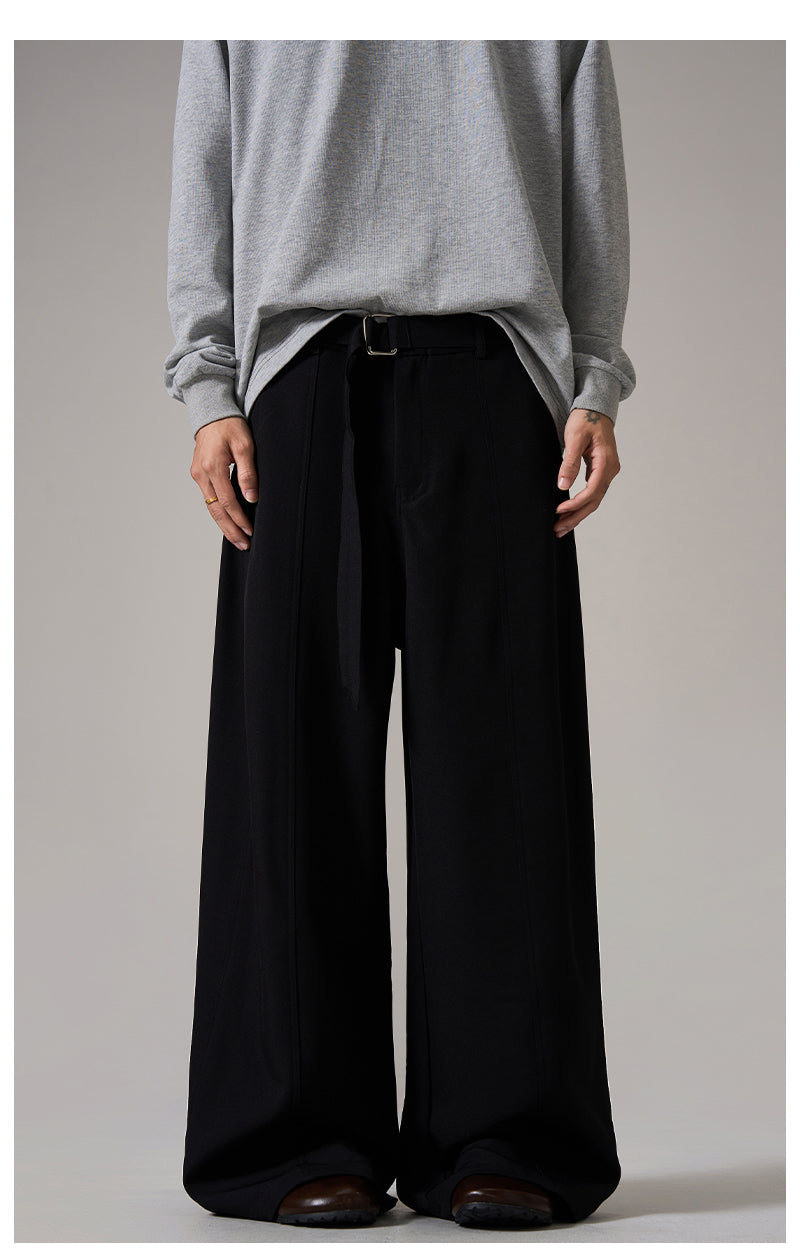 브라운 릴렉스 와이드 레그 팬츠