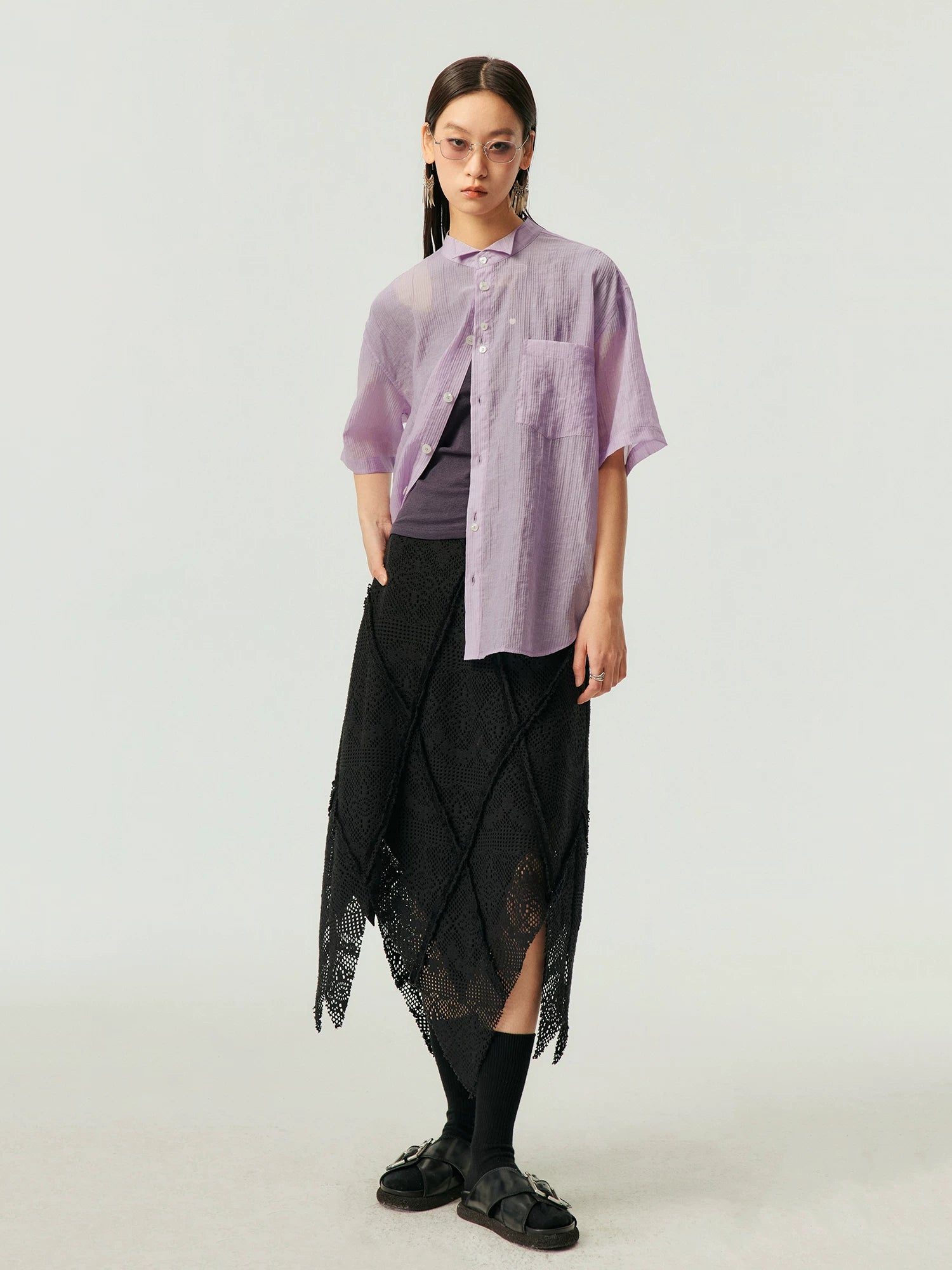 Crochet Handkerchief Hem Midi Skirt