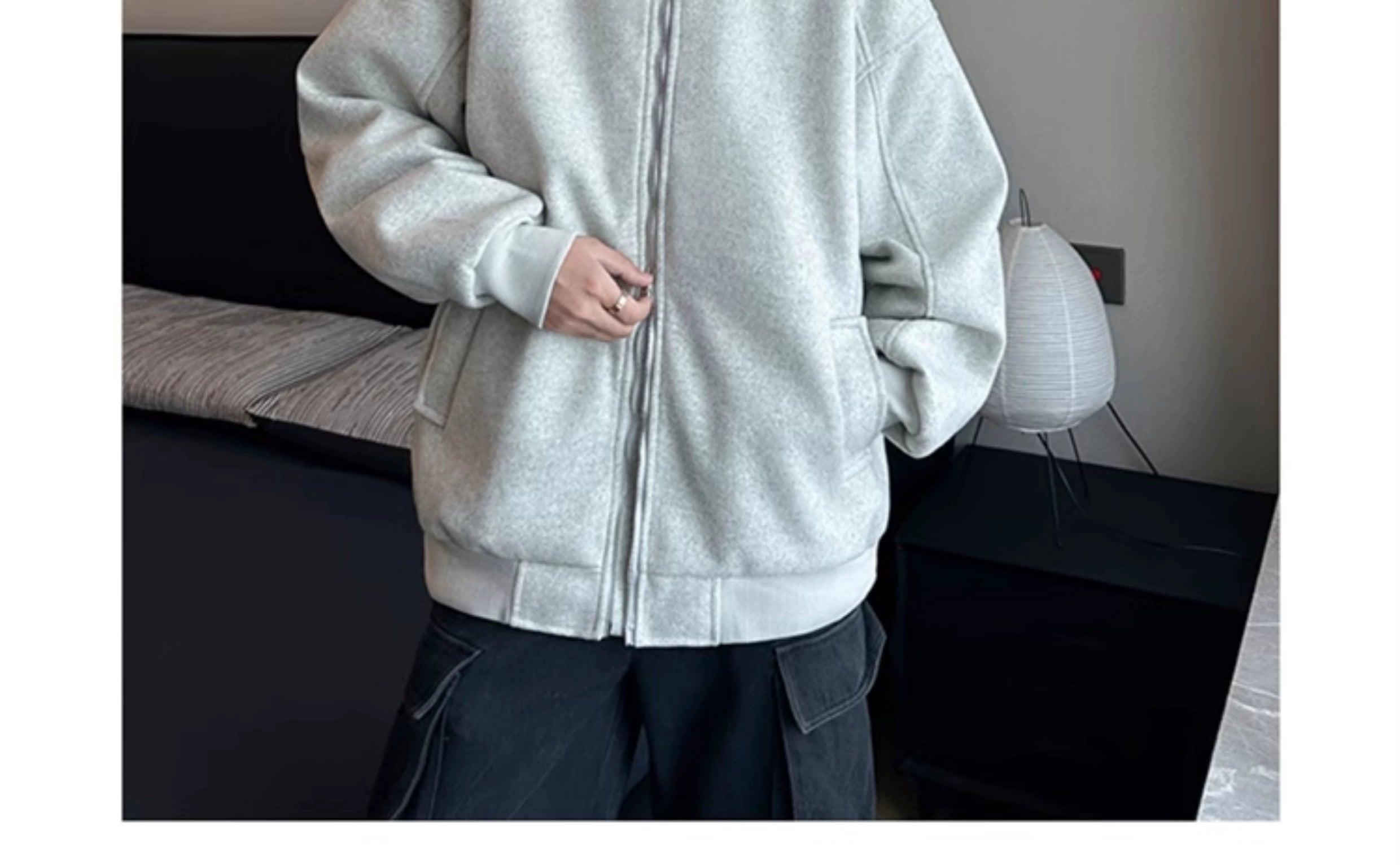 Oversized Stand Collar Zip Jacket