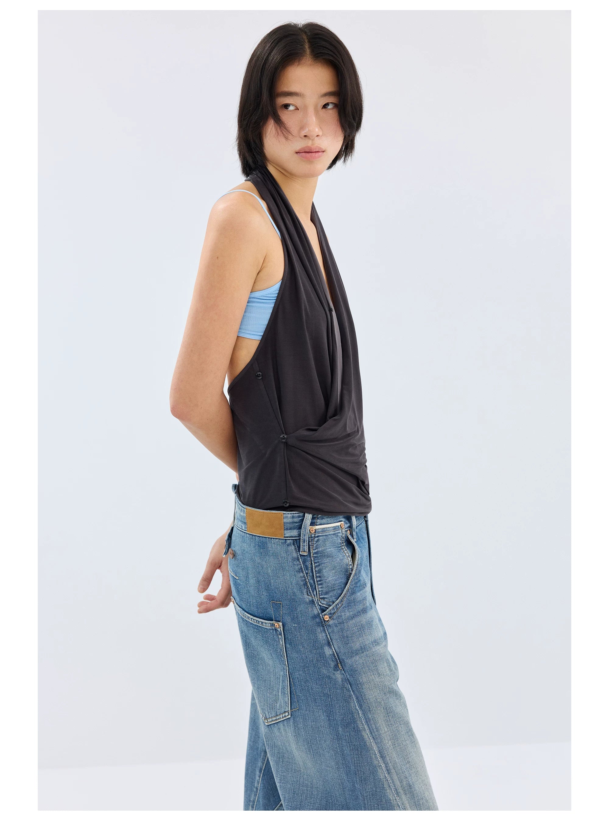 Draped Halter Neck Top