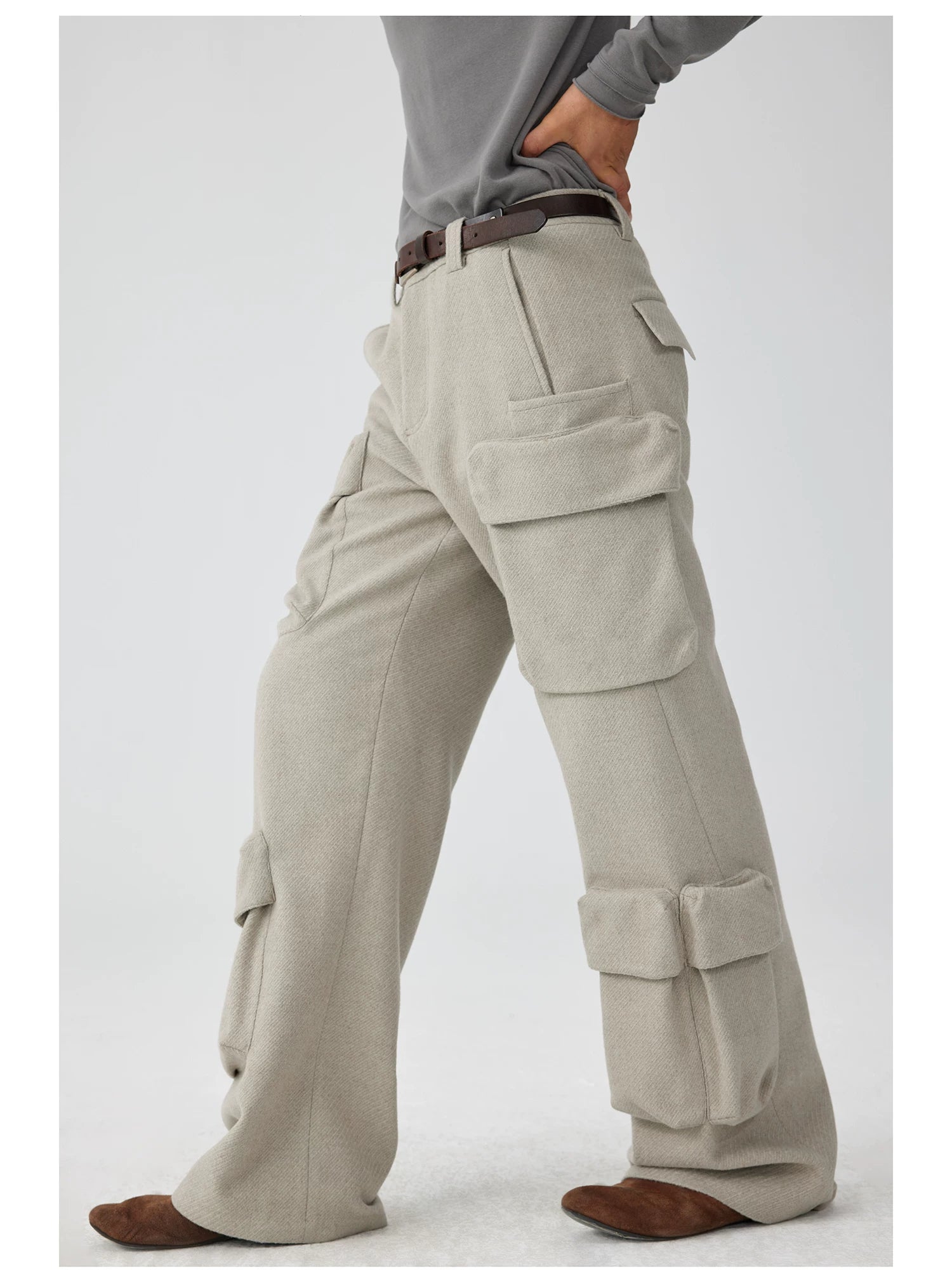 Multi-Pocket Wide-Leg Cargo Trouser