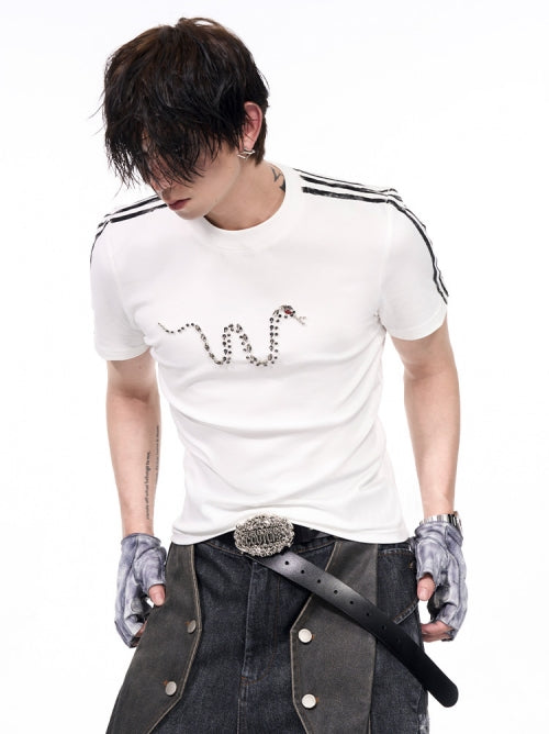 Three-Stripe Crystal Snake Sport T-Shirt