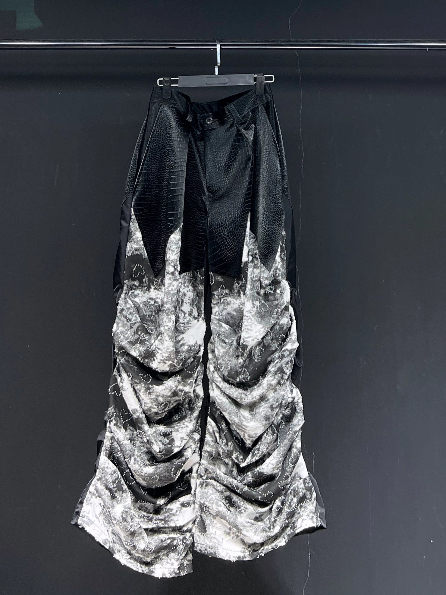 Obsidian Glacier Reptile Ruched Flare Pants