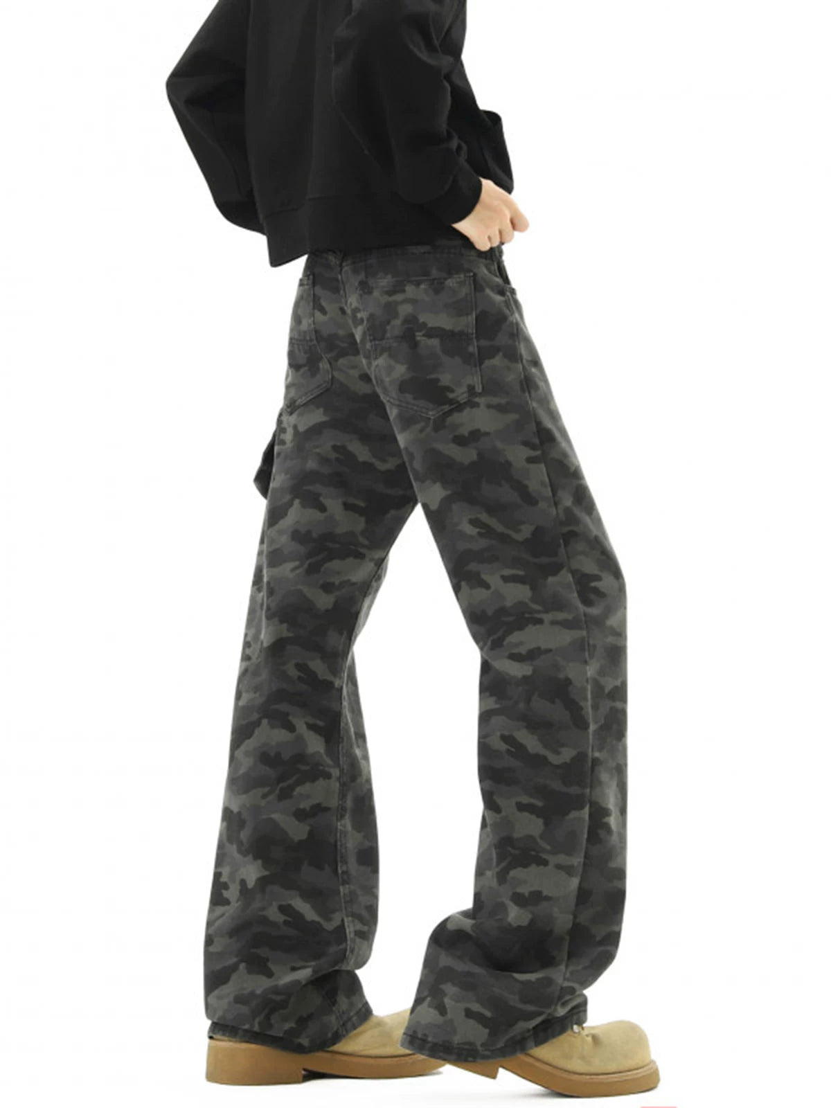 Shadow Camo Ultra‑Wide Street Jeans