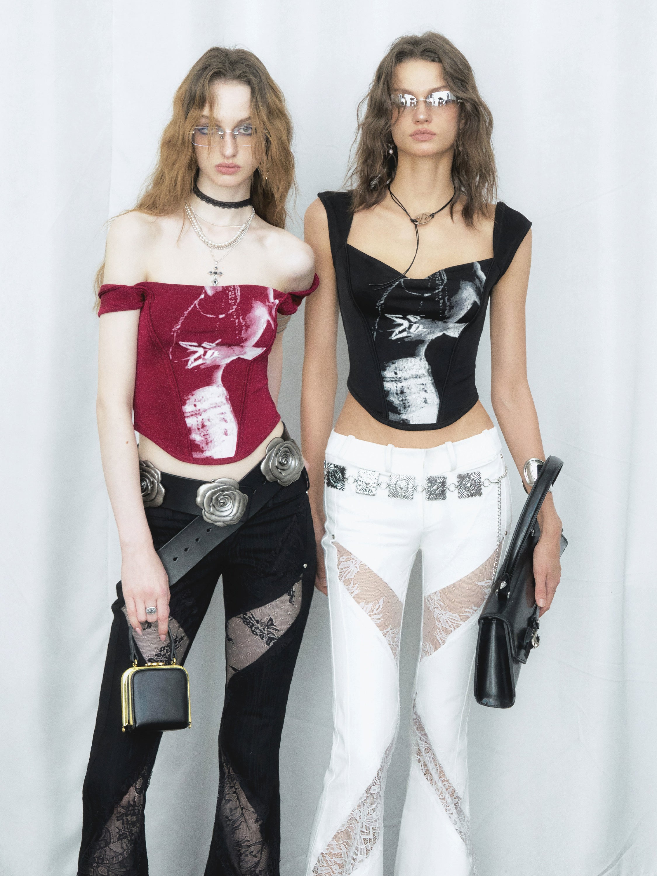 De Akiva Graphic Print Corset Top
