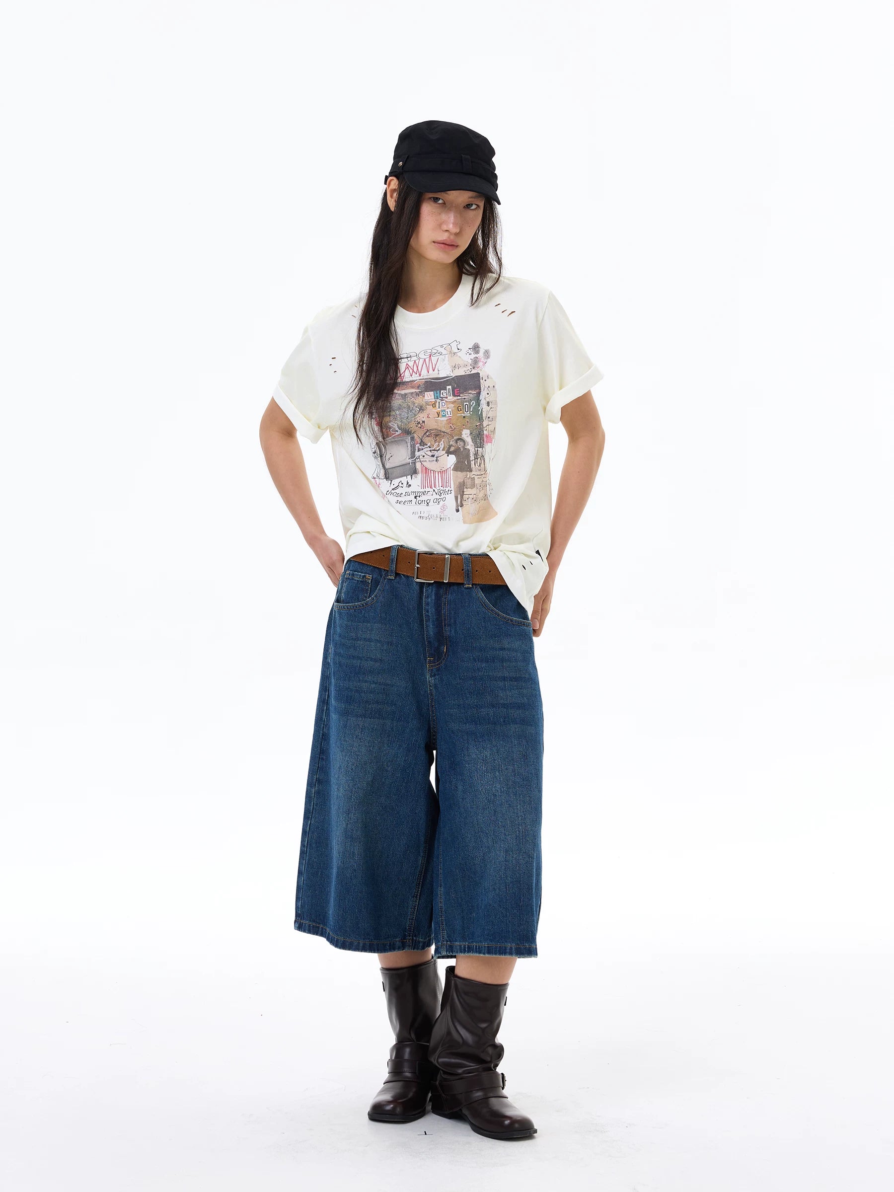 Harbor Postcard Denim Gaucho Shorts