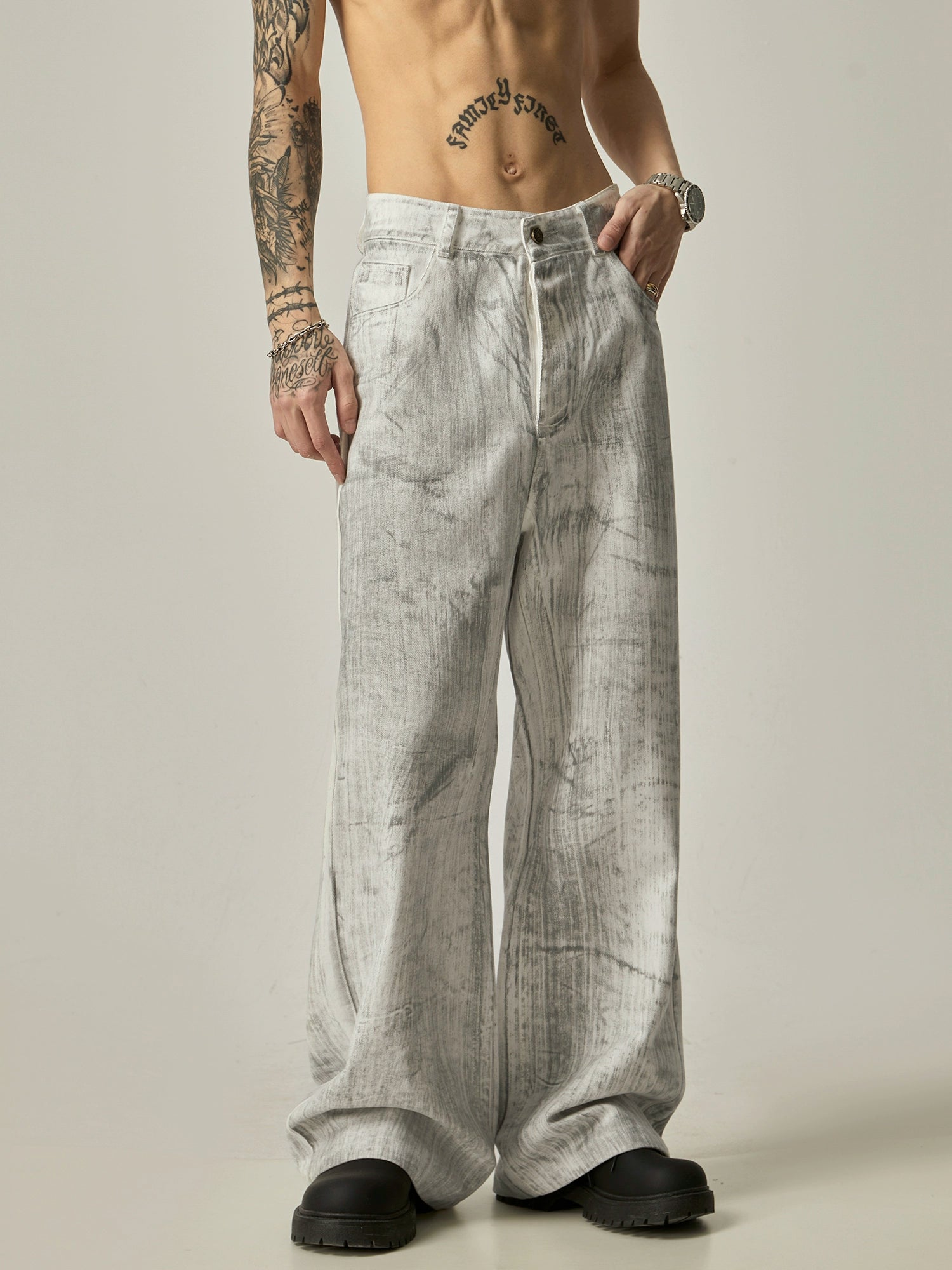 Marble Drift Wide-Leg Jeans