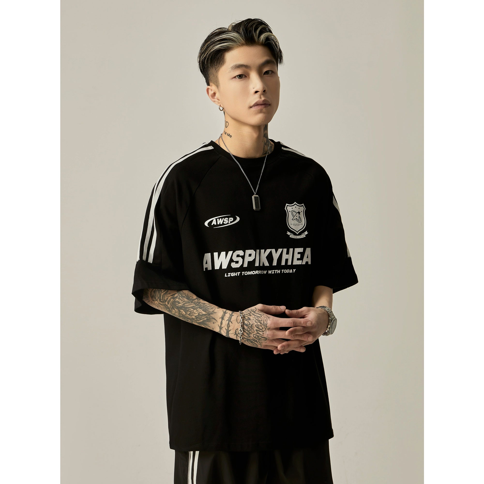 Oversized Grey Athletic Logo T-Shirt