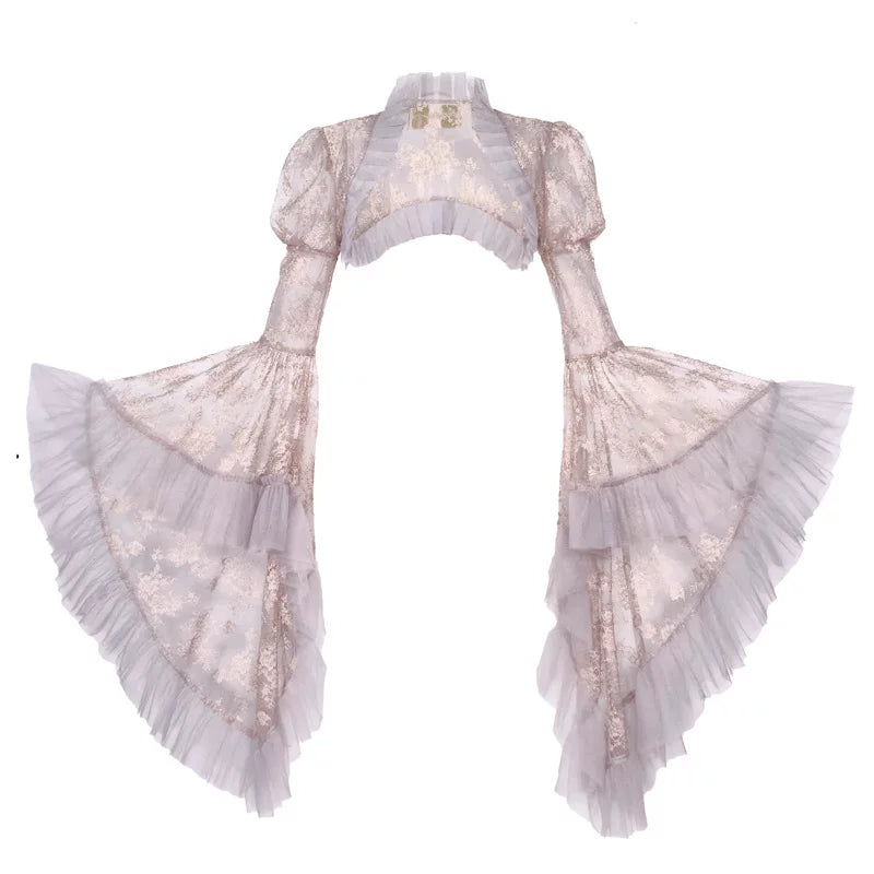 Lavender Lace Bell-Sleeve Shrug