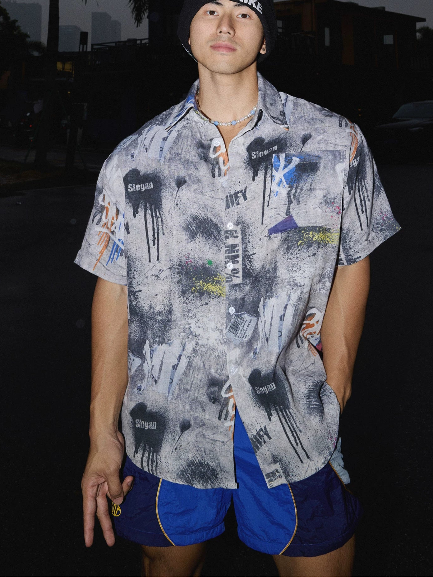 Urban Graffiti Collage Camp Shirt