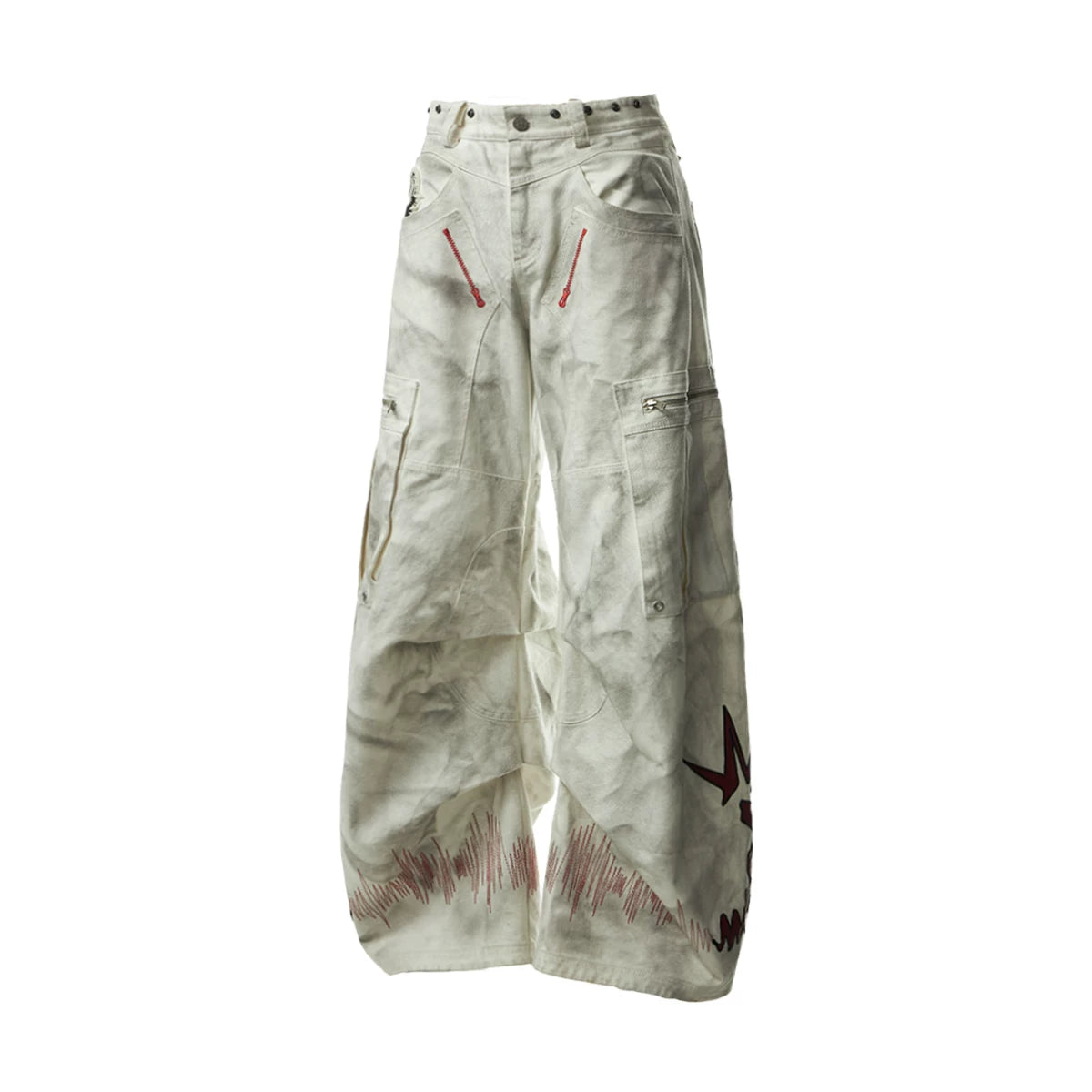 Detachable Apron Wide-Leg Cargo Pants - white variant image
