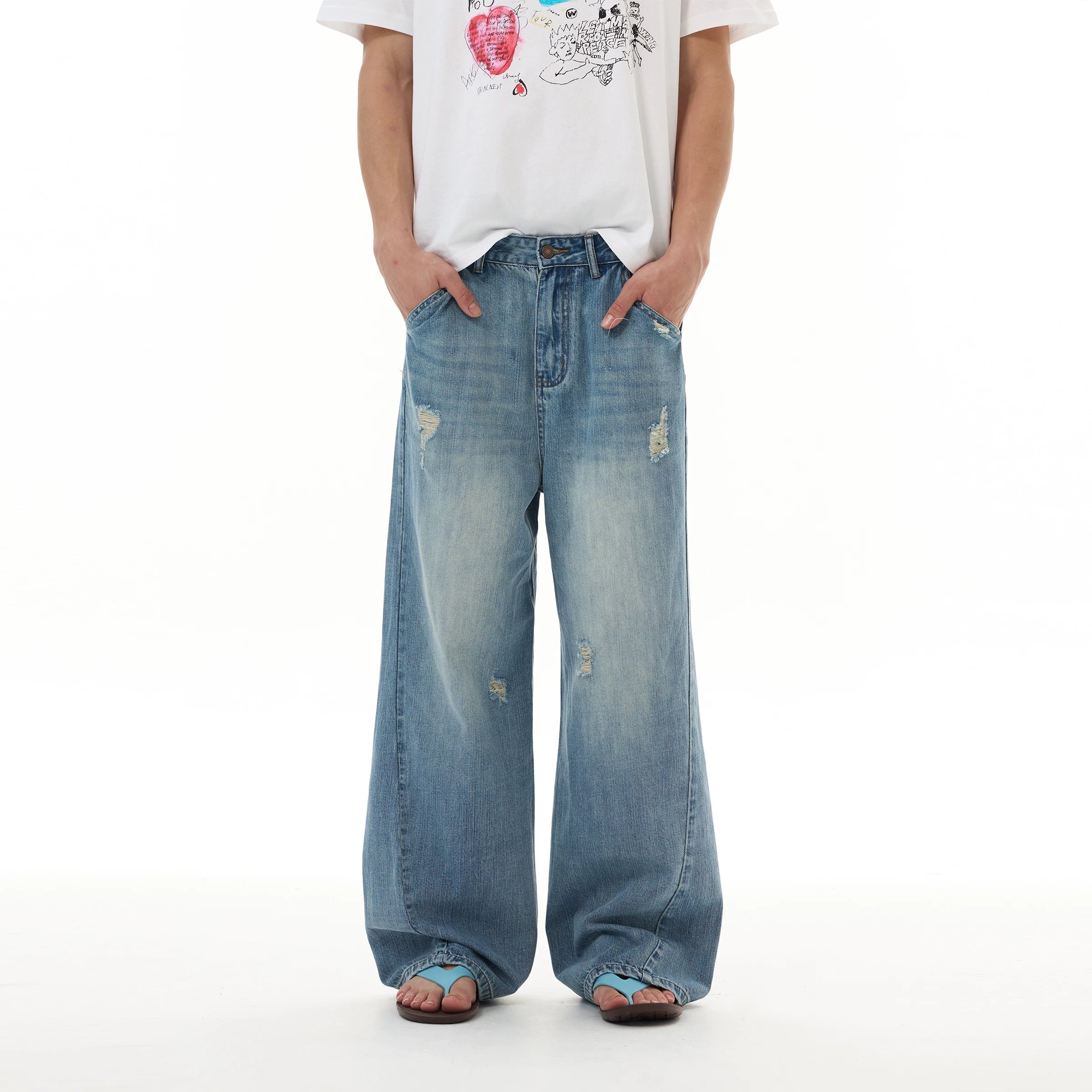 Ocean Fade Super‑Wide Jeans